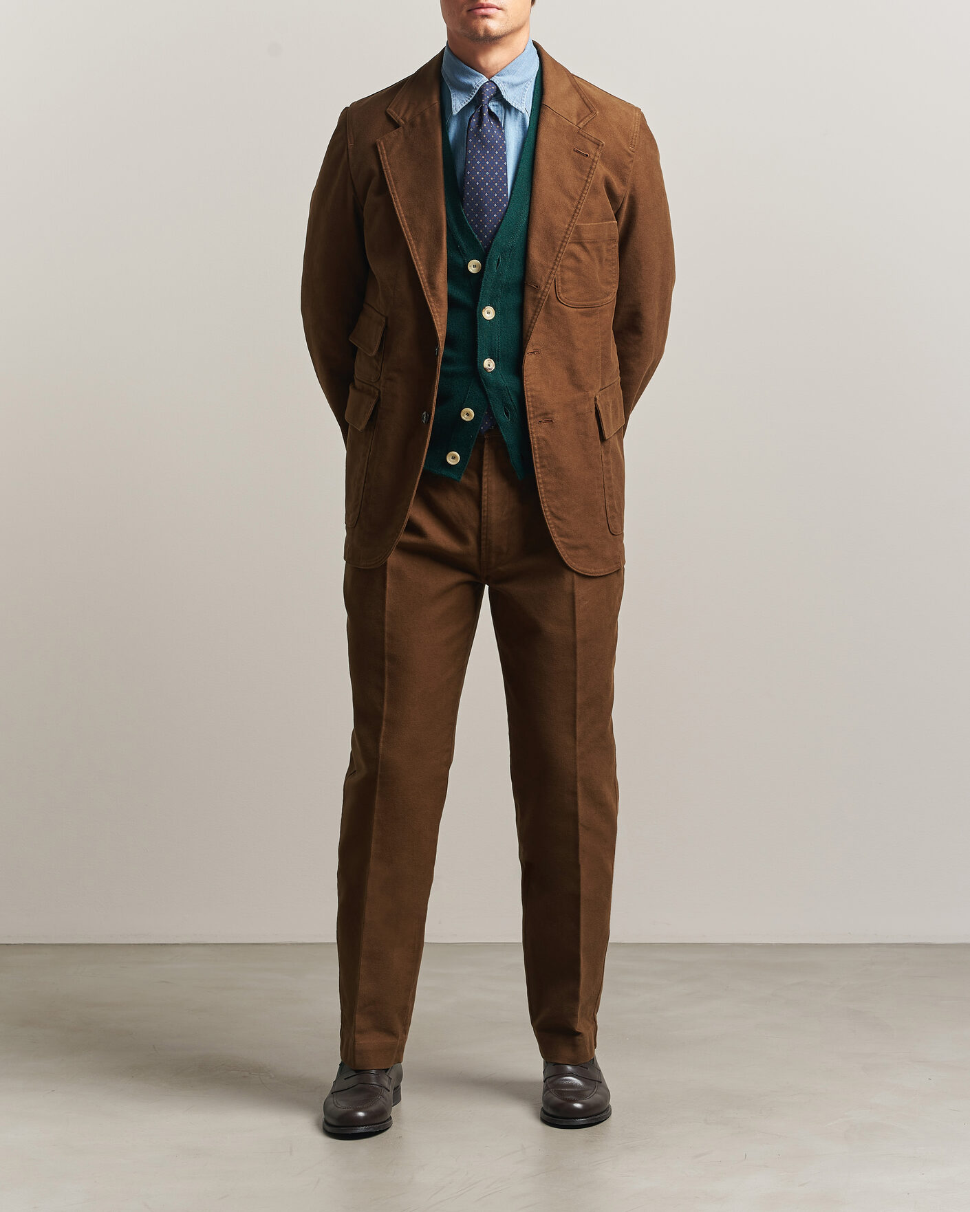 Men | Blazers | Drake's | MKIV Japanese Moleskin Games Blazer Brown