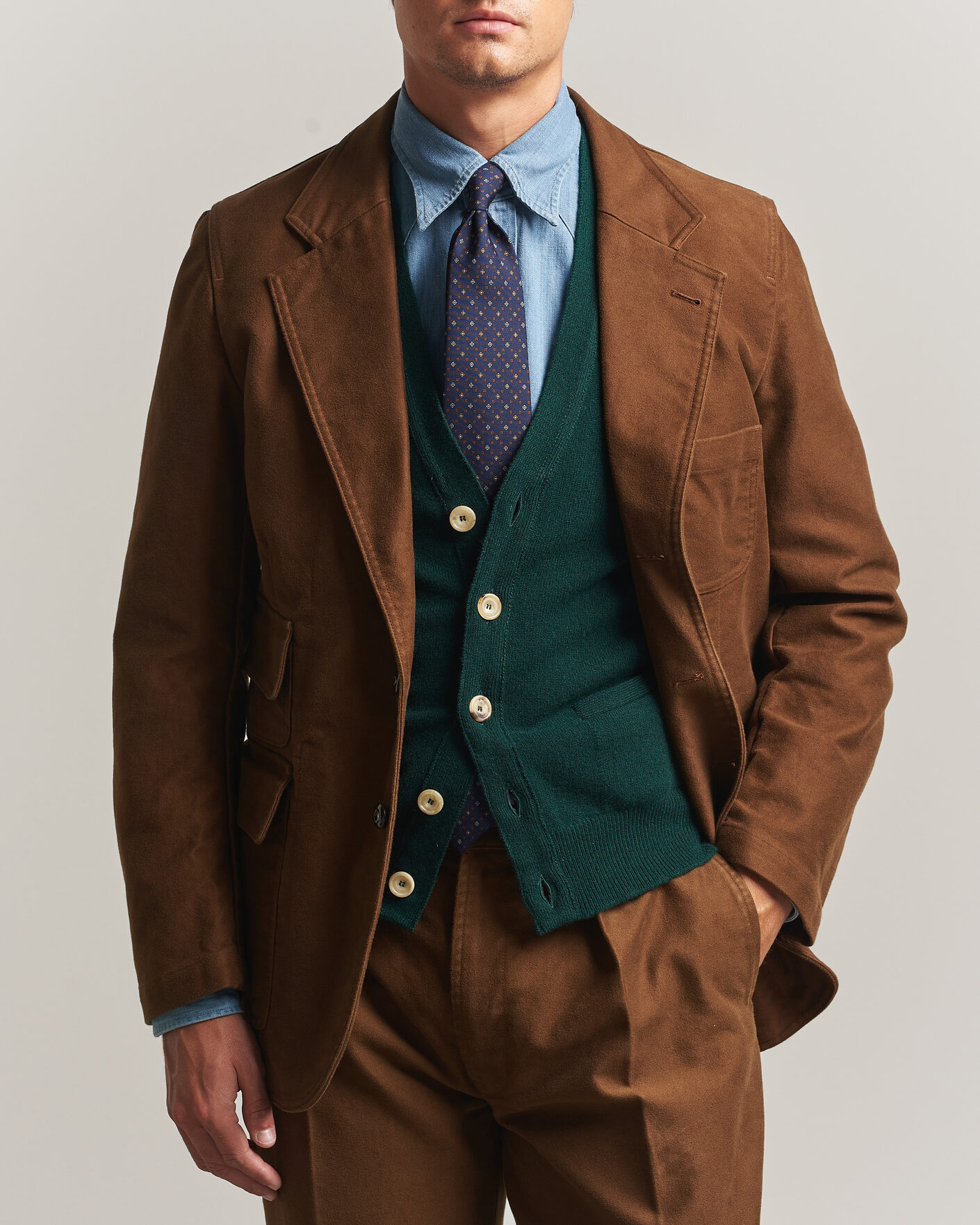 Men | Blazers | Drake's | MKIV Japanese Moleskin Games Blazer Brown