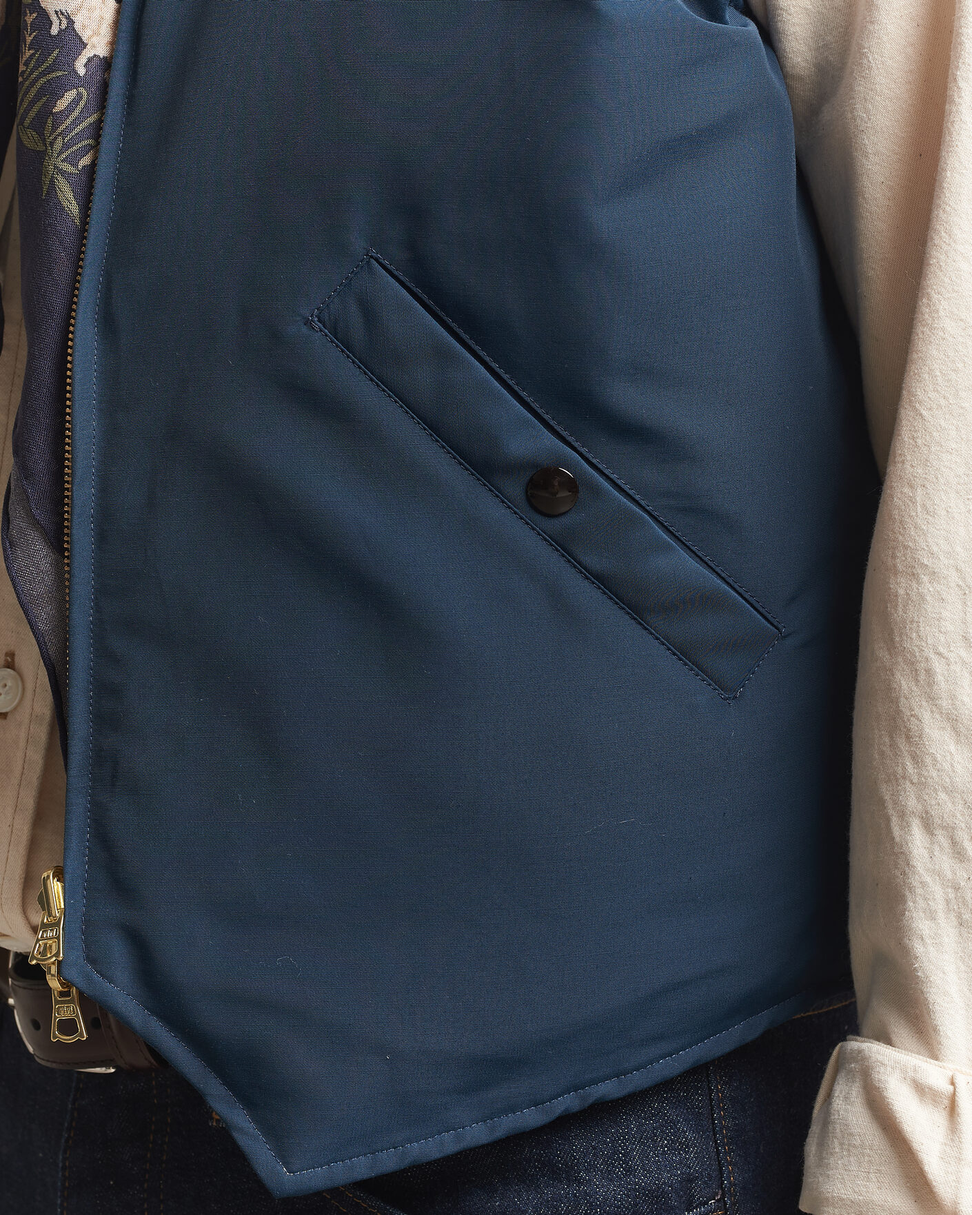 Men | Gilets | Drake's | Reversible Down Vest Petrol/Ecru