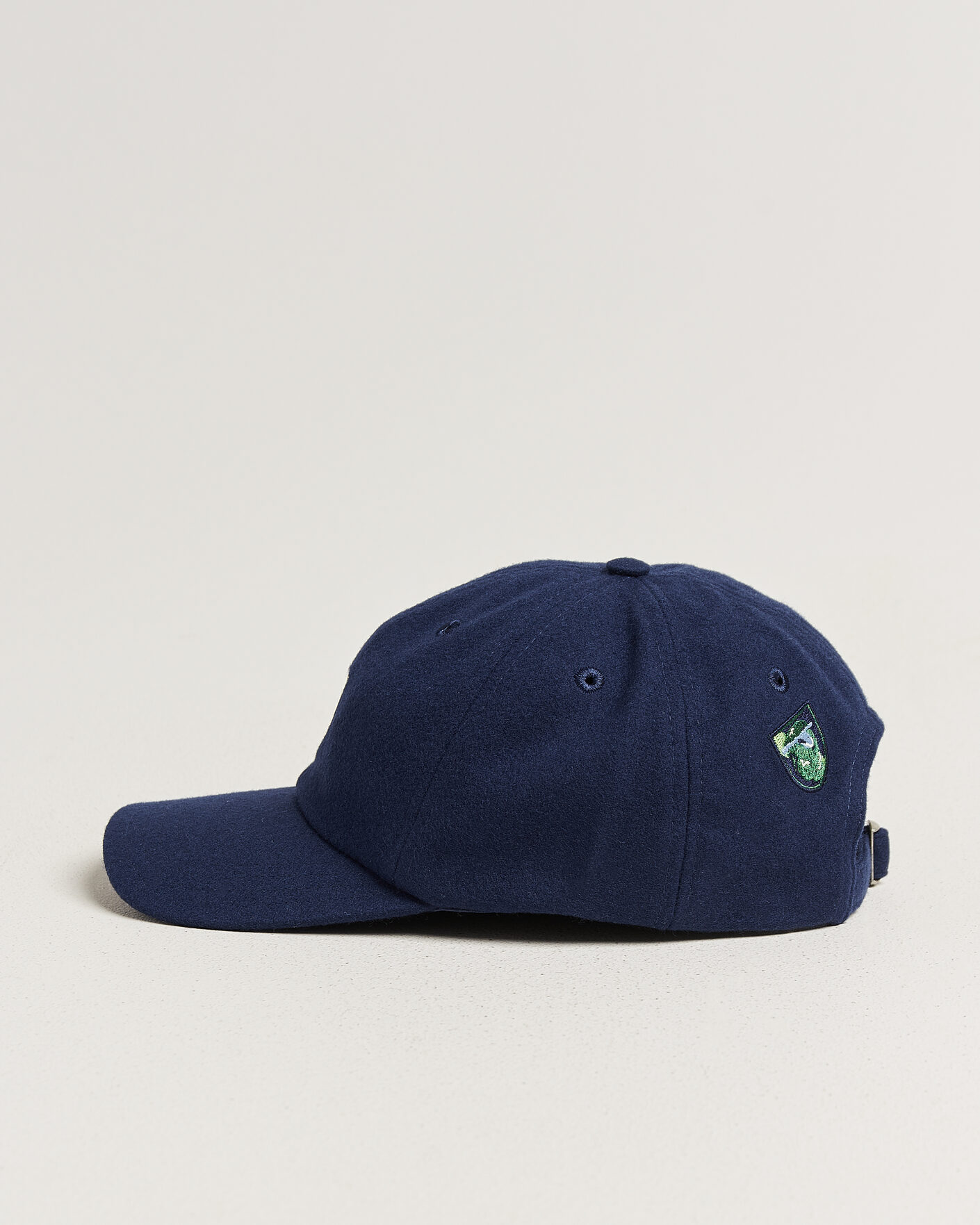 Men | Hats & Caps | Drake's | Crest Merino Wool Baseball Cap Navy