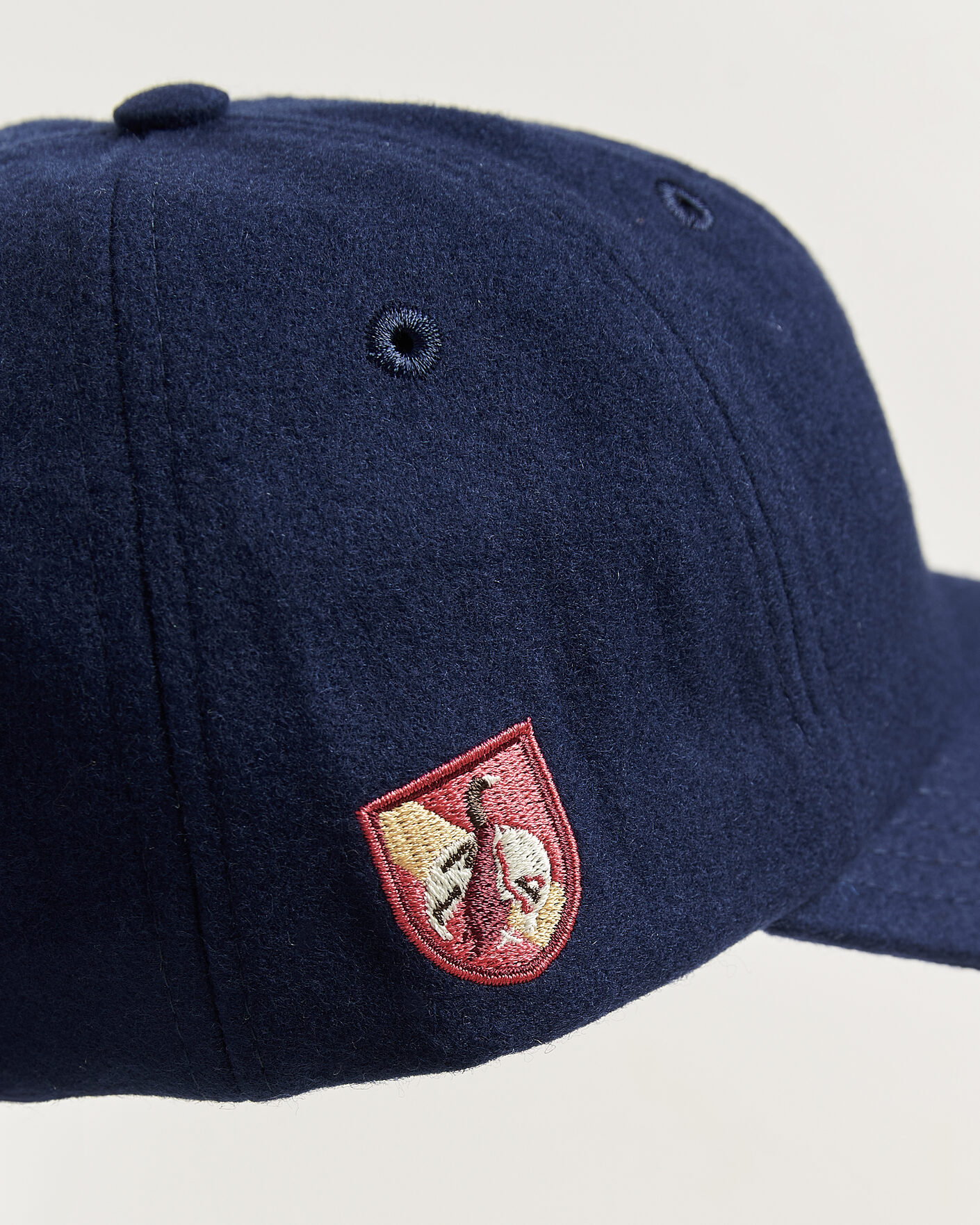 Men | Hats & Caps | Drake's | Crest Merino Wool Baseball Cap Navy