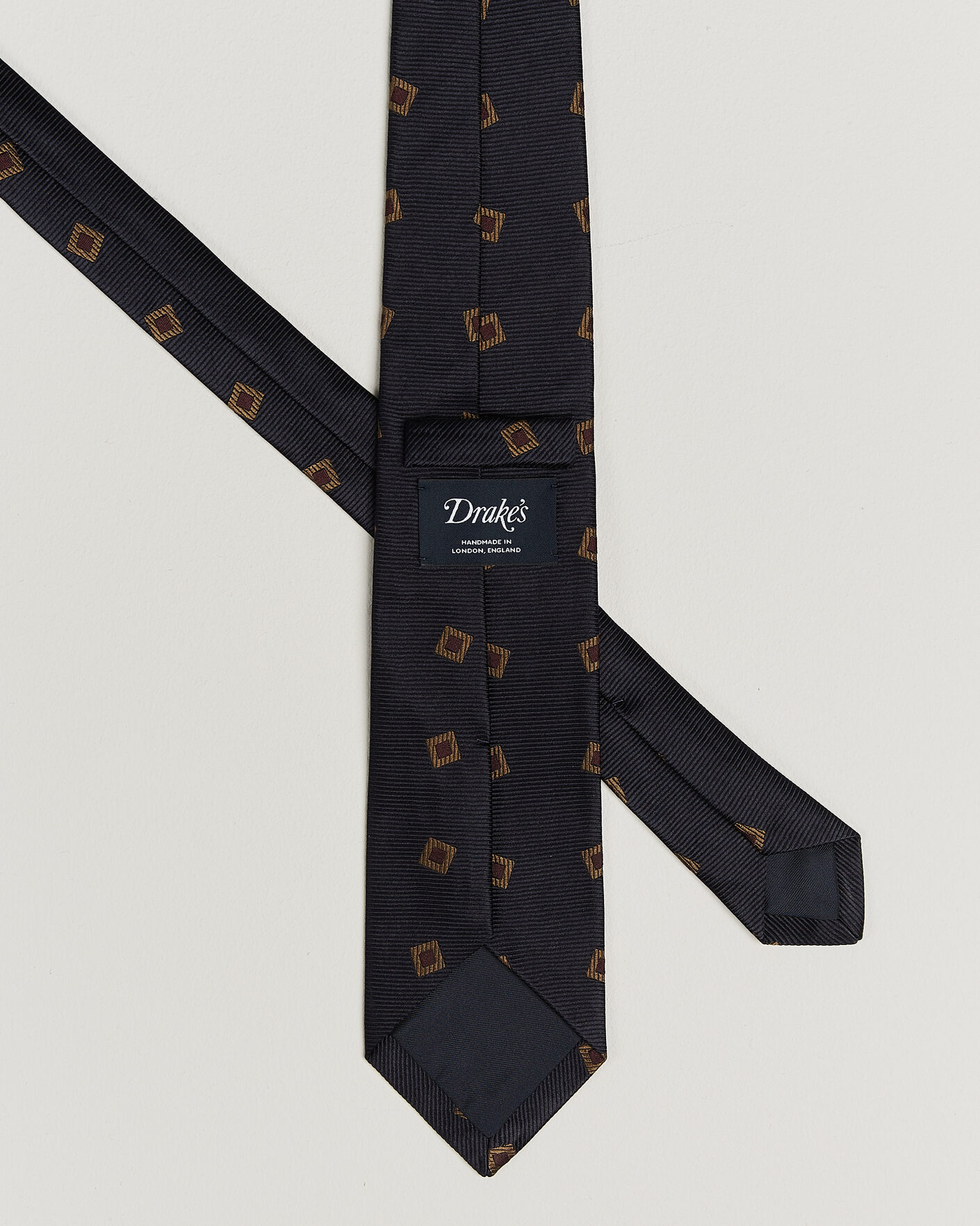 Men | Ties | Drake's | Diamond Motif Silk Tie Navy/Gold/Red
