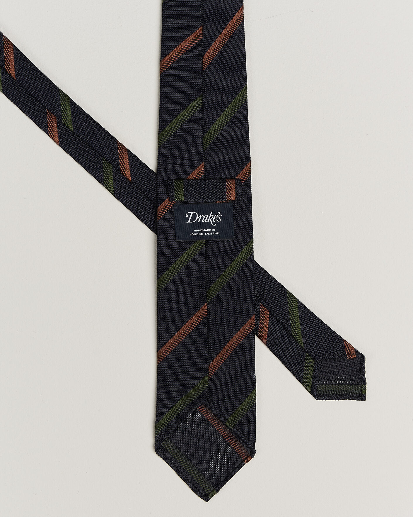 Men | Ties | Drake's | Multistripe Grenadine Silk Tie Navy/Green/Brown