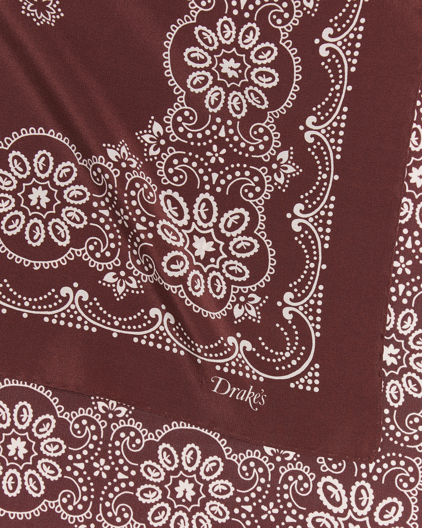 Men | Dress Scarves | Drake's | Traditional Silk Bandana Burgundy