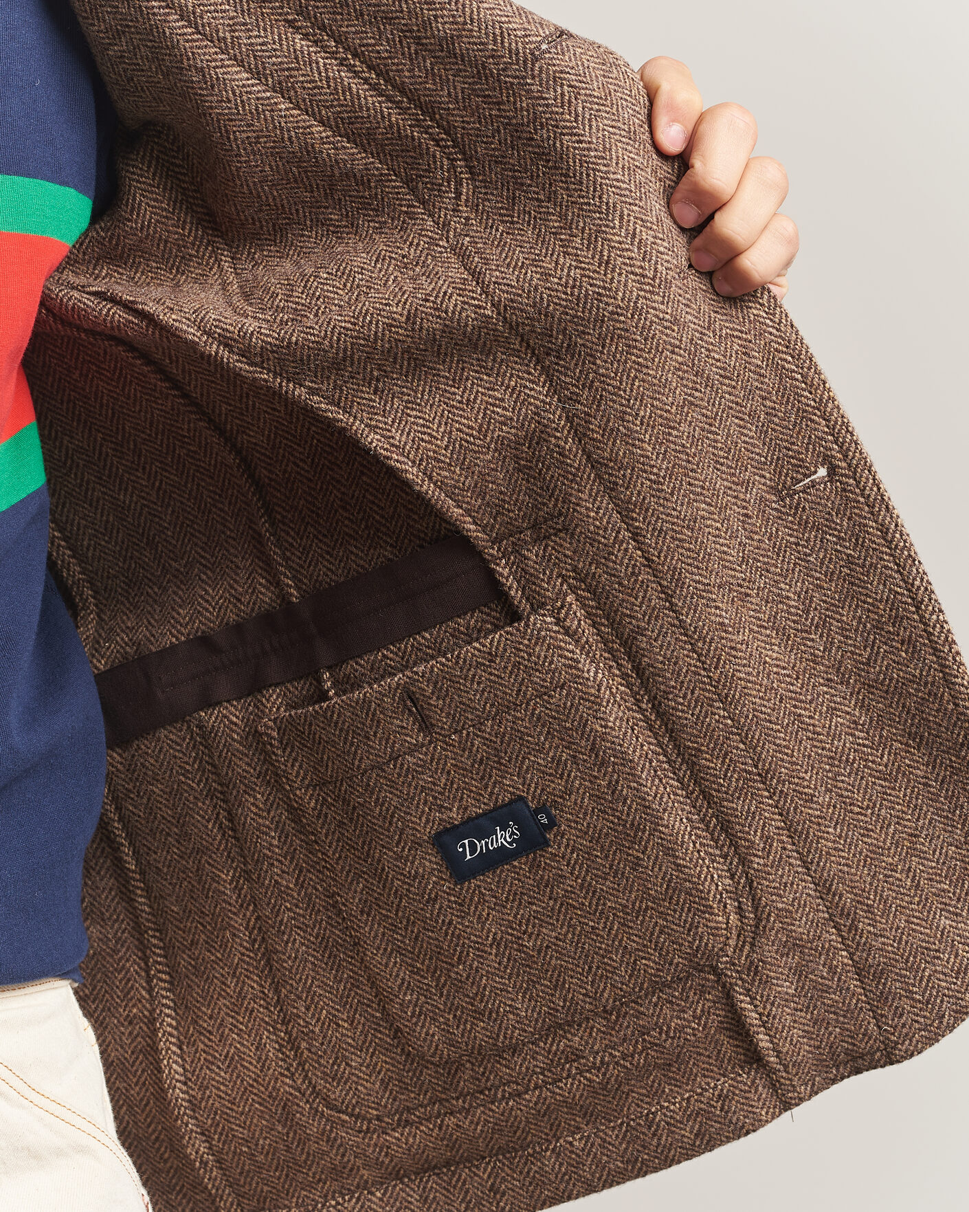 Men | Blazers | Drake's | MKVII Tweed Herringbone Games Blazer Brown