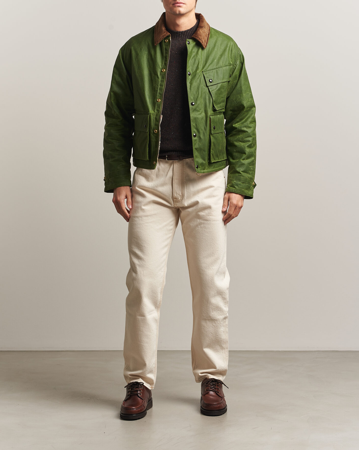 Drake's Waxed Wader Jacket Lemongrass at CareOfCarl.com