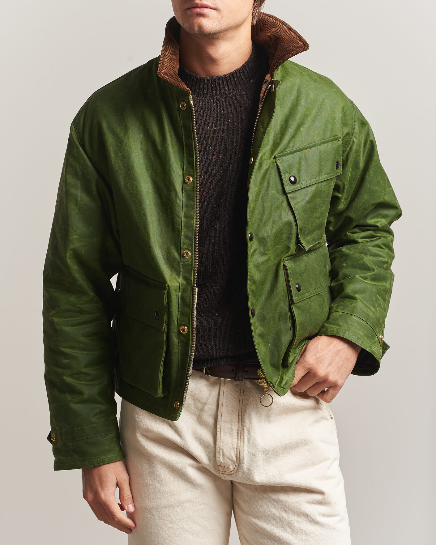 Drake's Waxed Wader Jacket Lemongrass at CareOfCarl.com