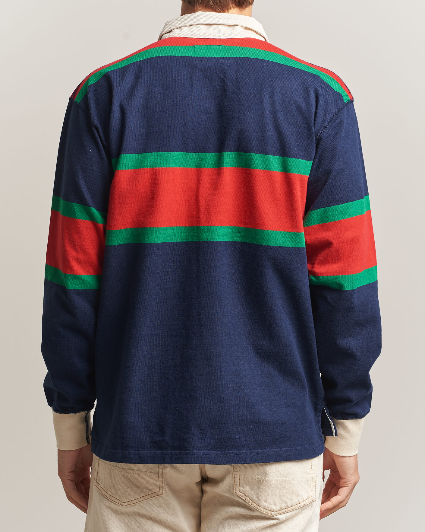 Men | Sweaters & Knitwear | Drake's | Middle Stripe Rugby Navy/Red/Green