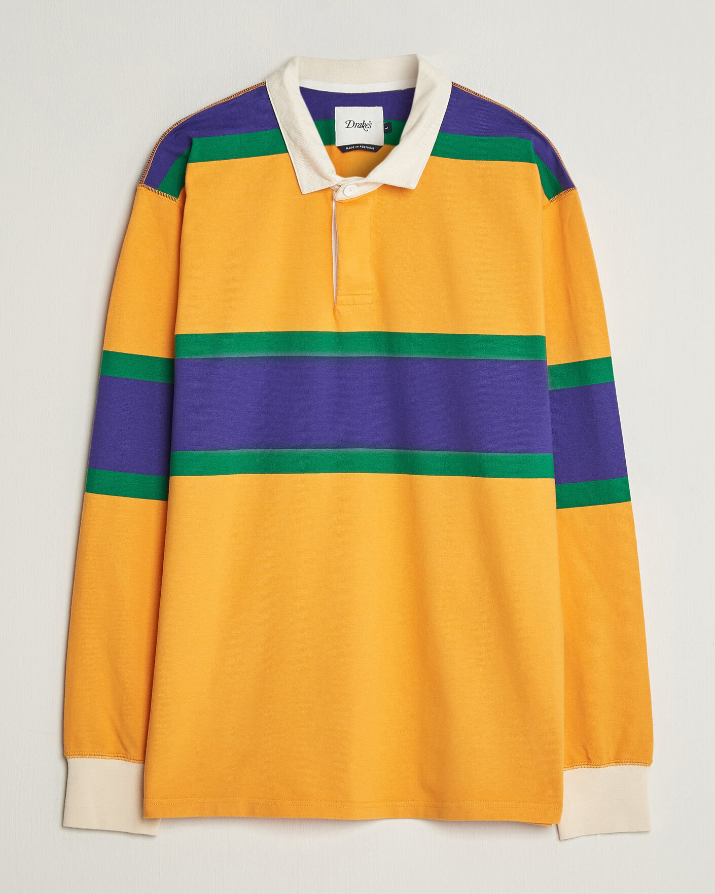 Men | Sweaters & Knitwear | Drake's | Block Stripe Rugby Yellow