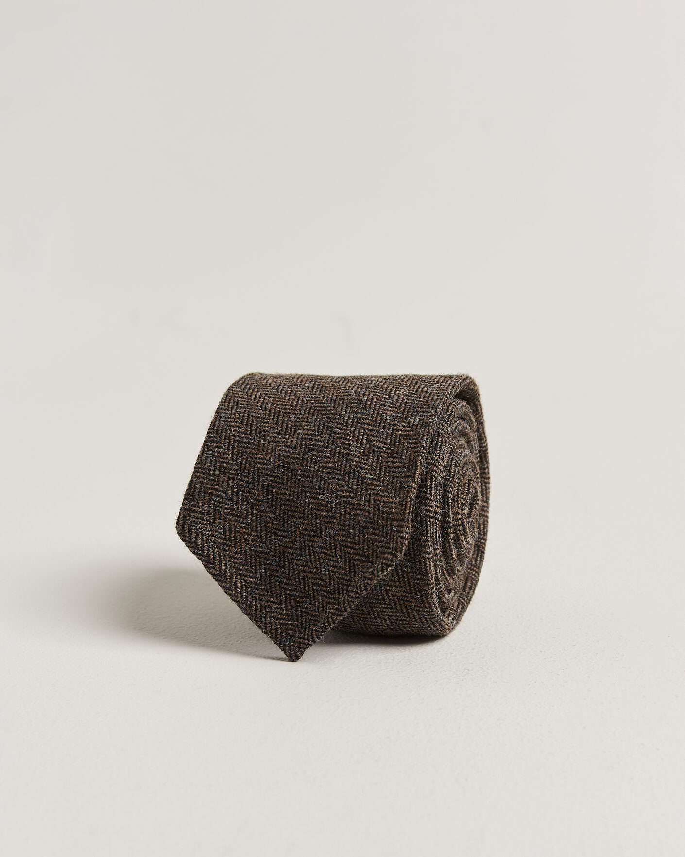 Men | Ties | Drake's | Shetland Herringbone Tie Brown