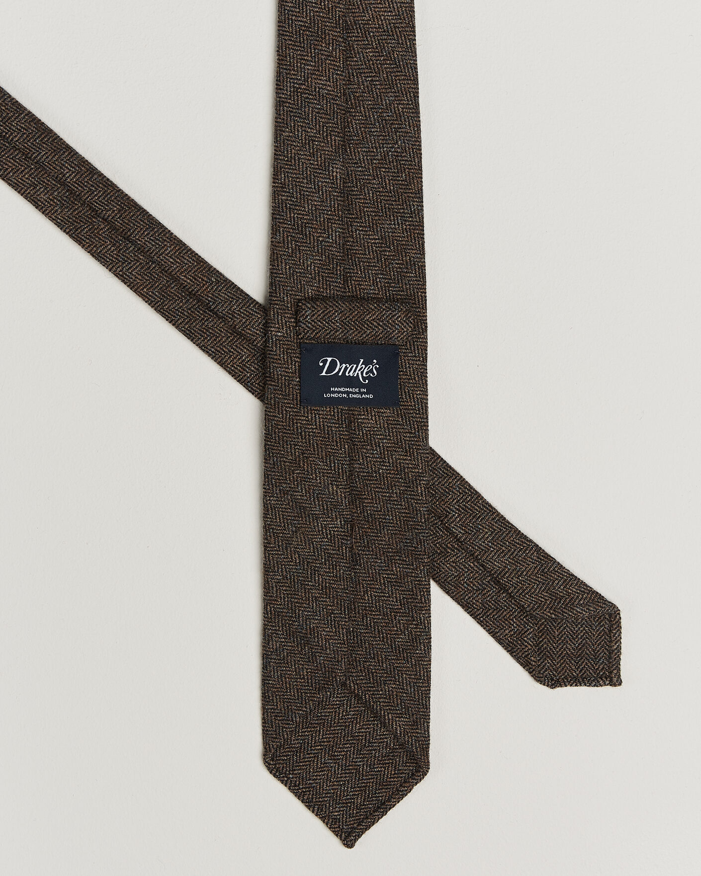 Men | Ties | Drake's | Shetland Herringbone Tie Brown