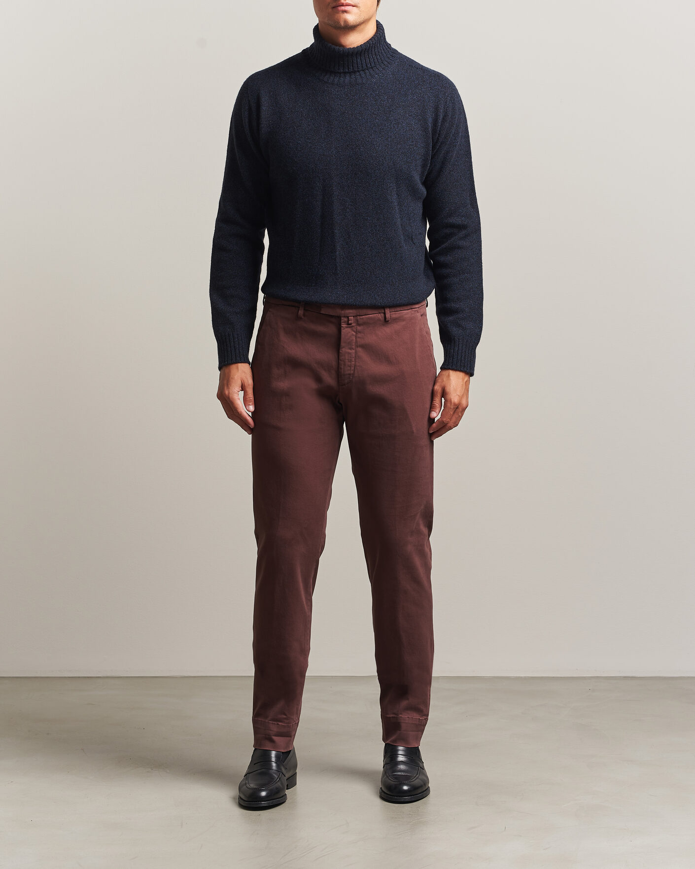 Men | Trousers | Briglia 1949 | Slim Fit Cotton Stretch Trousers Burgundy