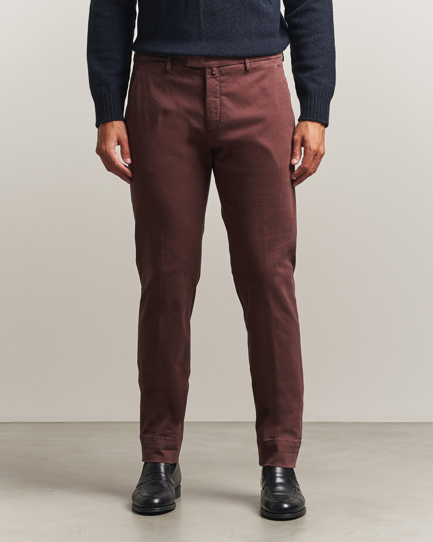 Men | Trousers | Briglia 1949 | Slim Fit Cotton Stretch Trousers Burgundy