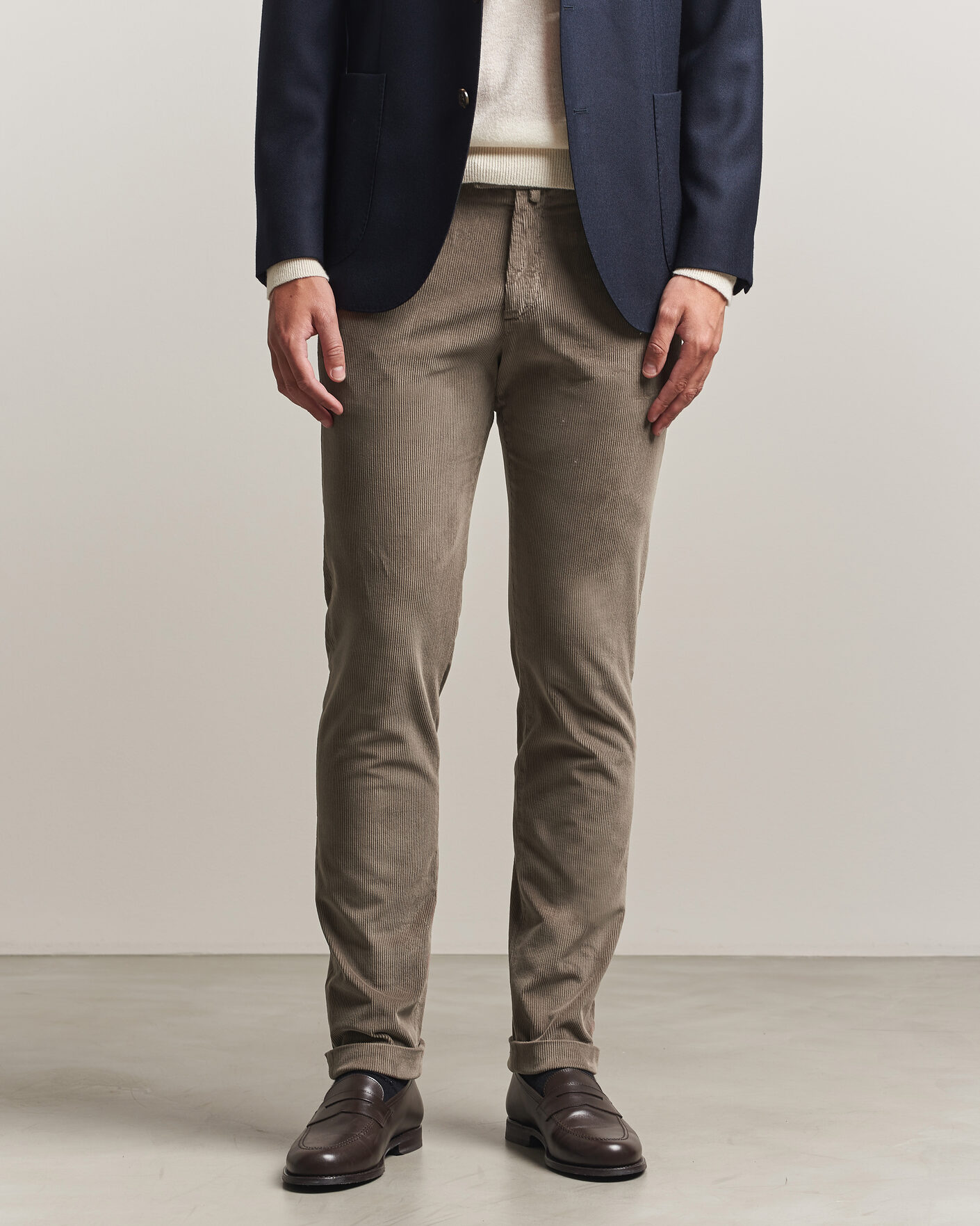 Men | Trousers | Briglia 1949 | Slim Fit Corduroy Trousers Taupe