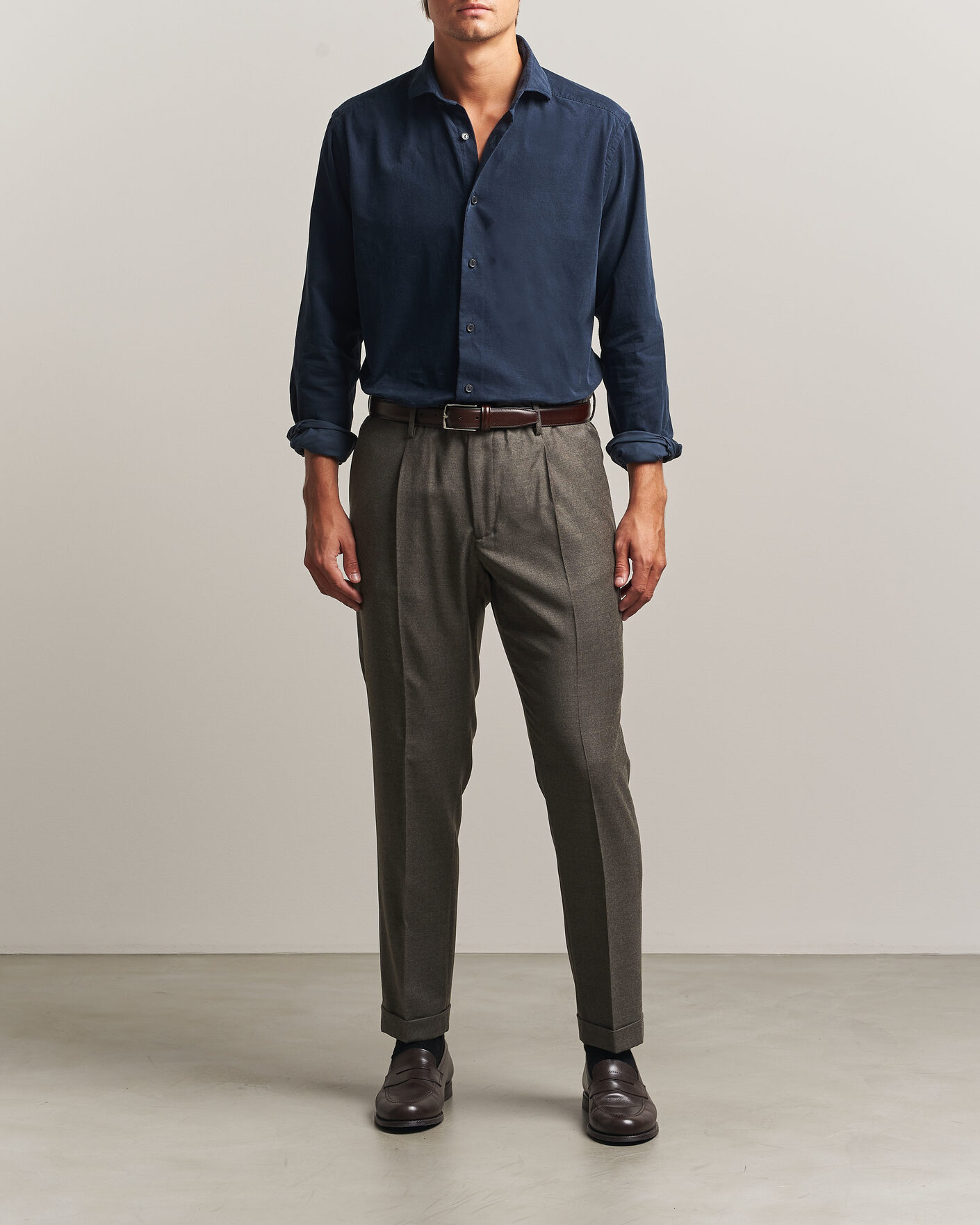 Men | Trousers | Briglia 1949 | Isola Stretch Flannel Trousers Brown