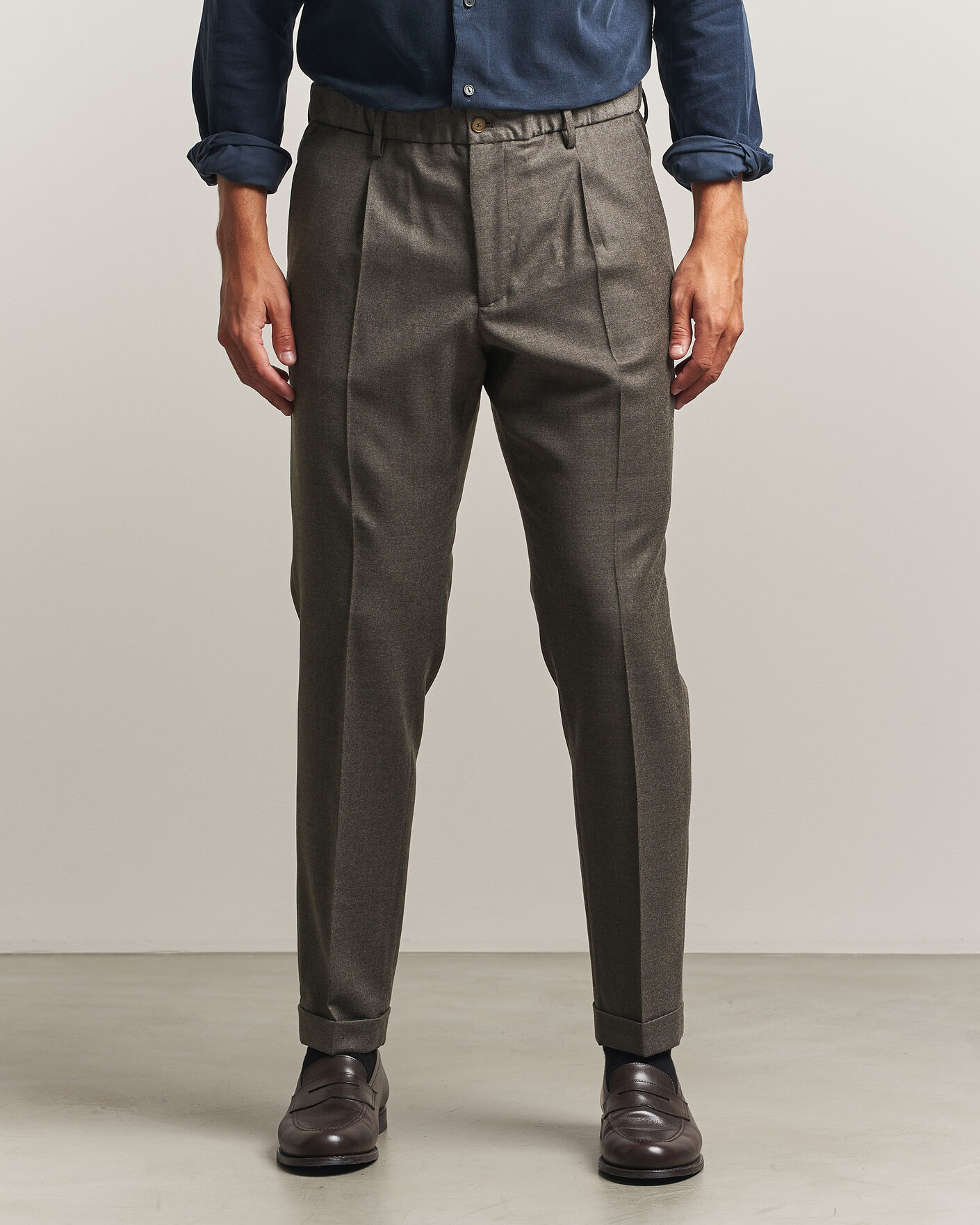 Men | Trousers | Briglia 1949 | Isola Stretch Flannel Trousers Brown