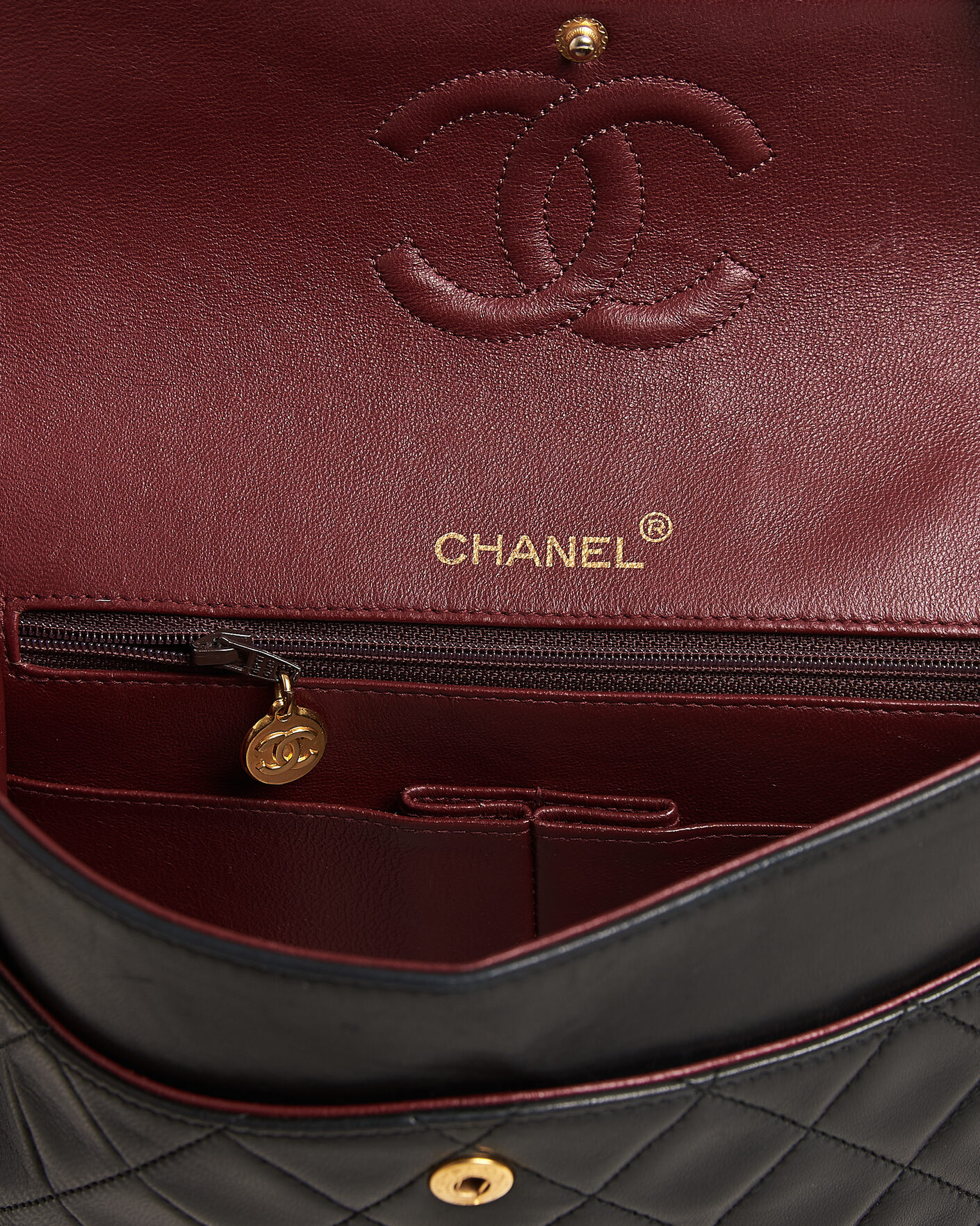 Men | Pre-Owned & Vintage Bags | Chanel Pre-Owned | Classic Medium Square Double Flap Bag Lambskin Black