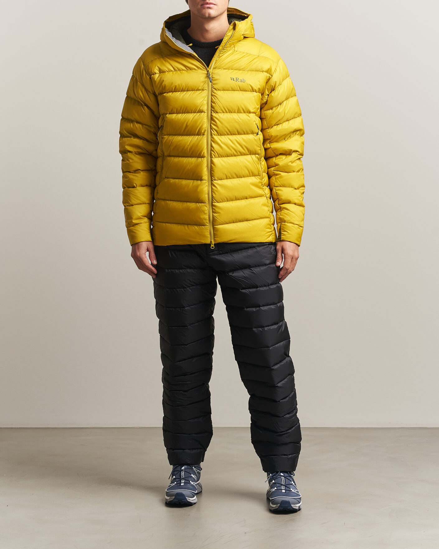 Men | Coats & Jackets | Rab | Electron Pro Hoody Mid Down Jacket Dark Pollen