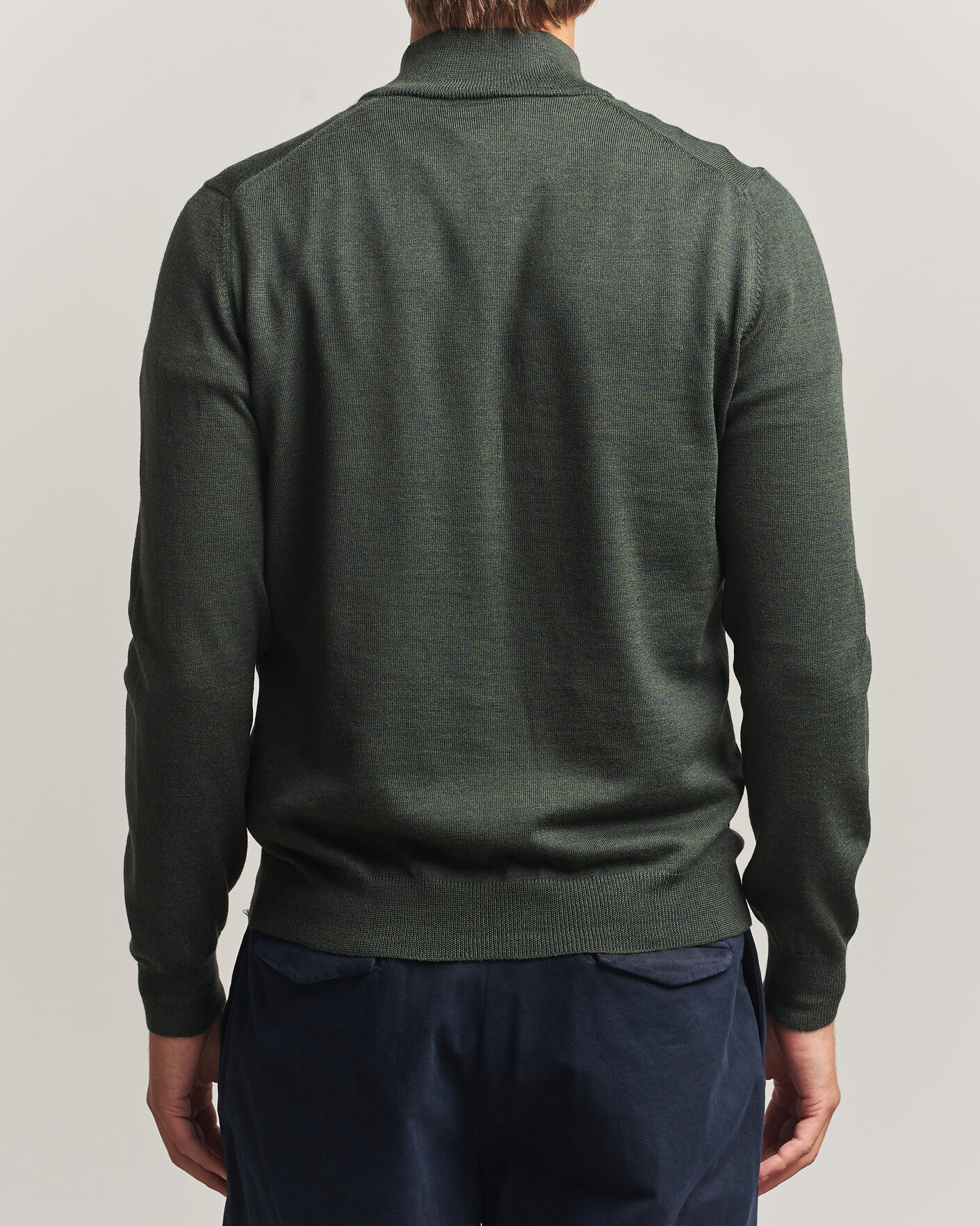 Men | Sweaters & Knitwear | Gran Sasso | Merino Fashion Fit Half Zip Olive Melange