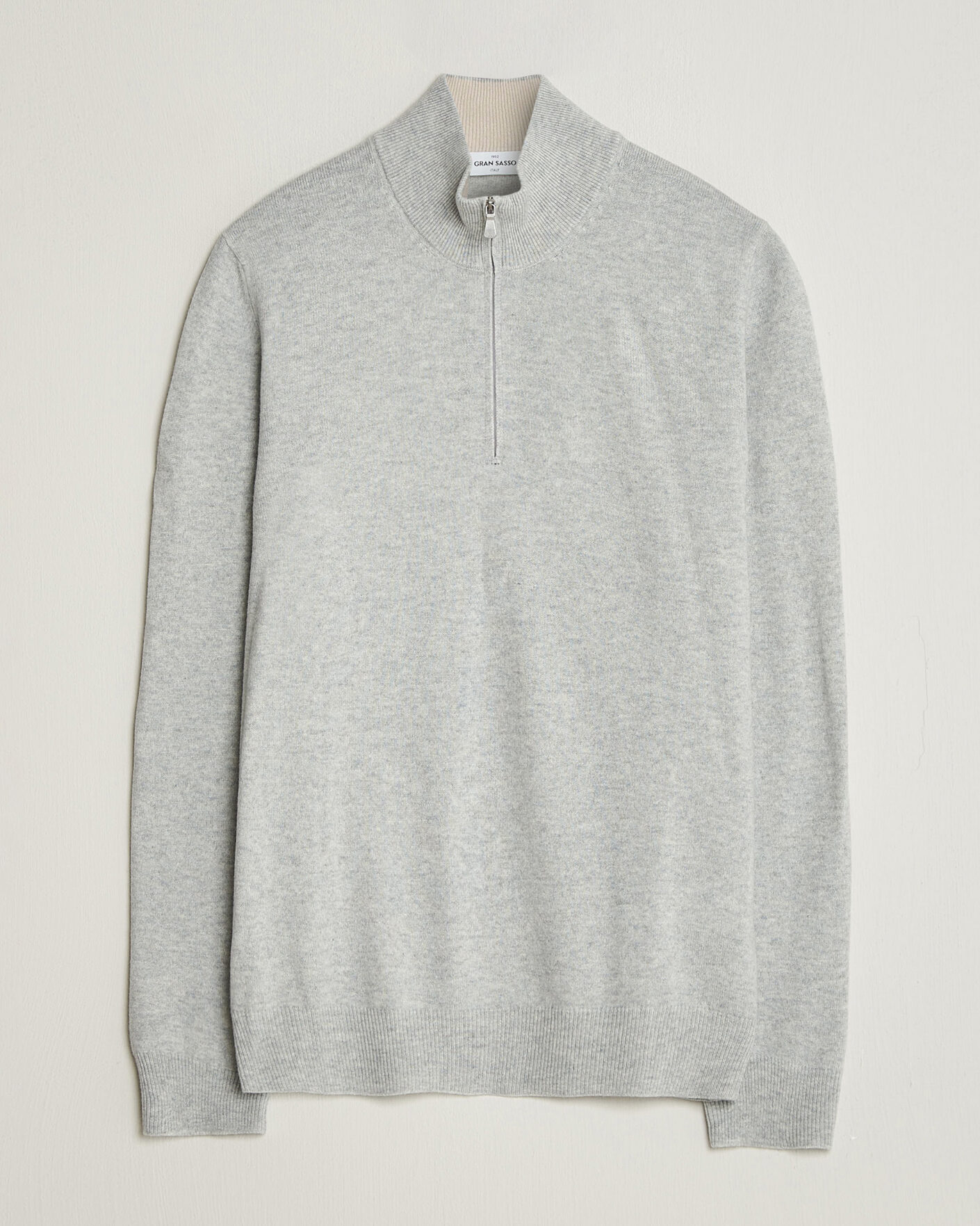 Men | Sweaters & Knitwear | Gran Sasso | Wool/Cashmere Half Zip Light Grey Melange