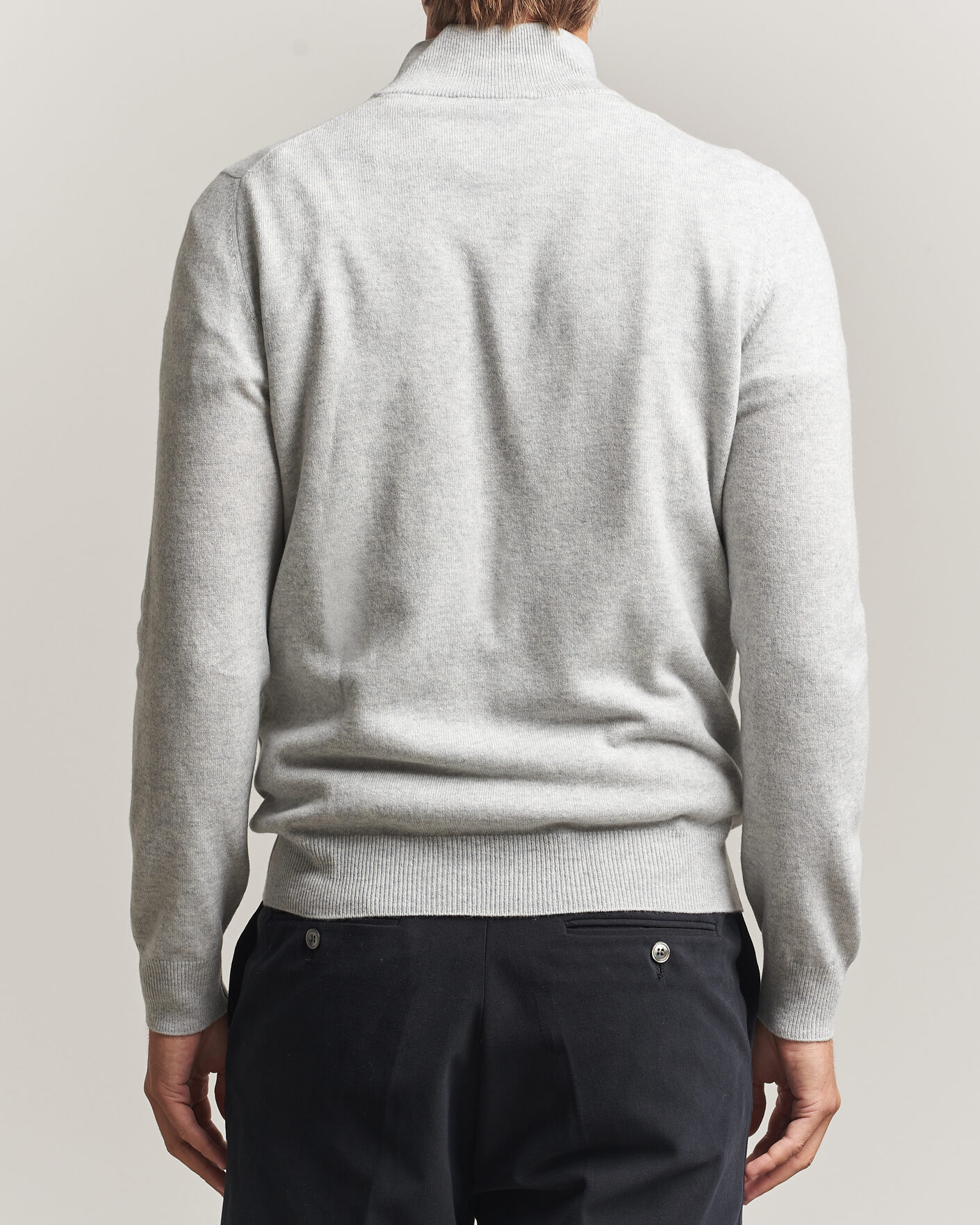 Men | Sweaters & Knitwear | Gran Sasso | Wool/Cashmere Half Zip Light Grey Melange