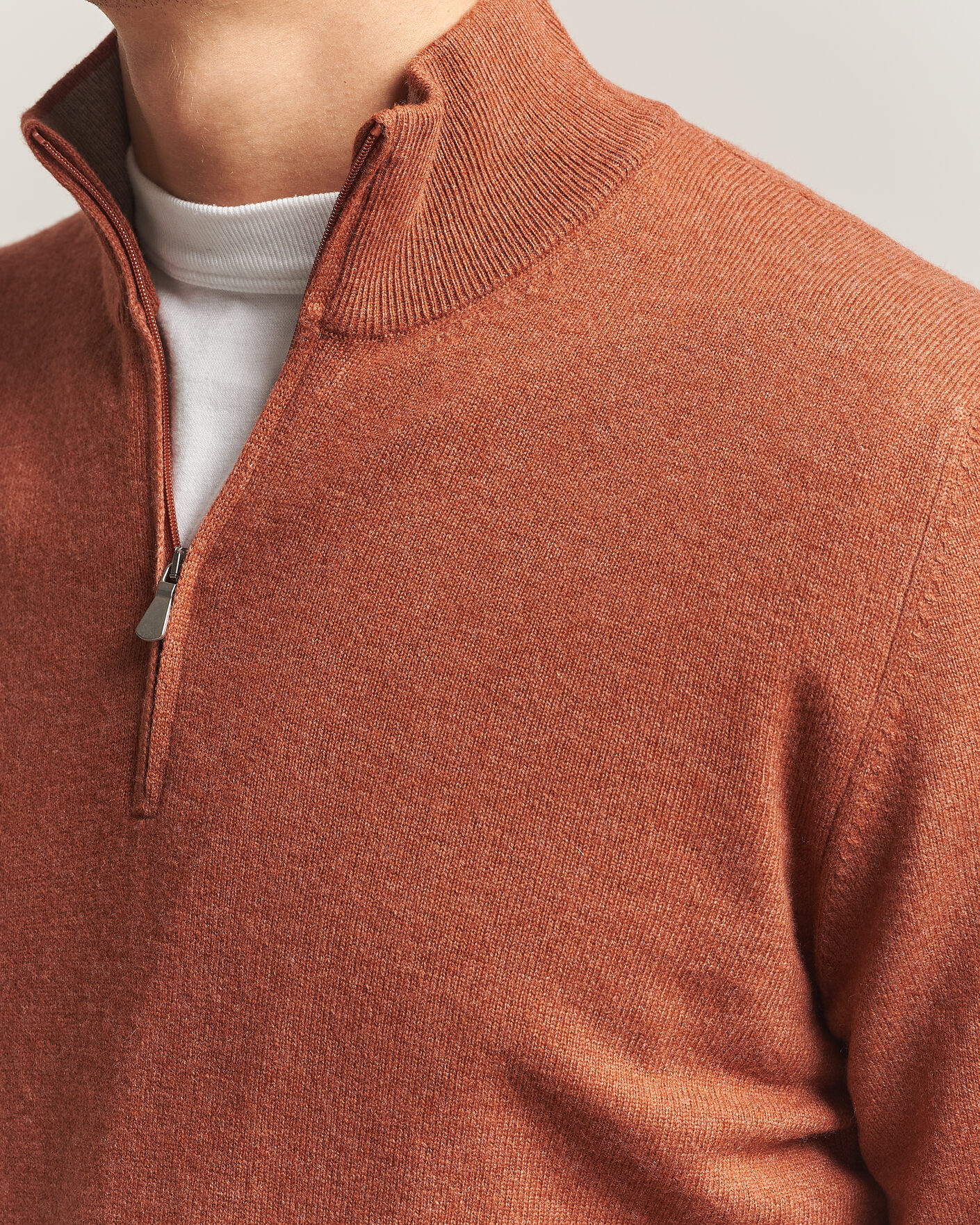Men | Sweaters & Knitwear | Gran Sasso | Wool/Cashmere Half Zip Rust Orange