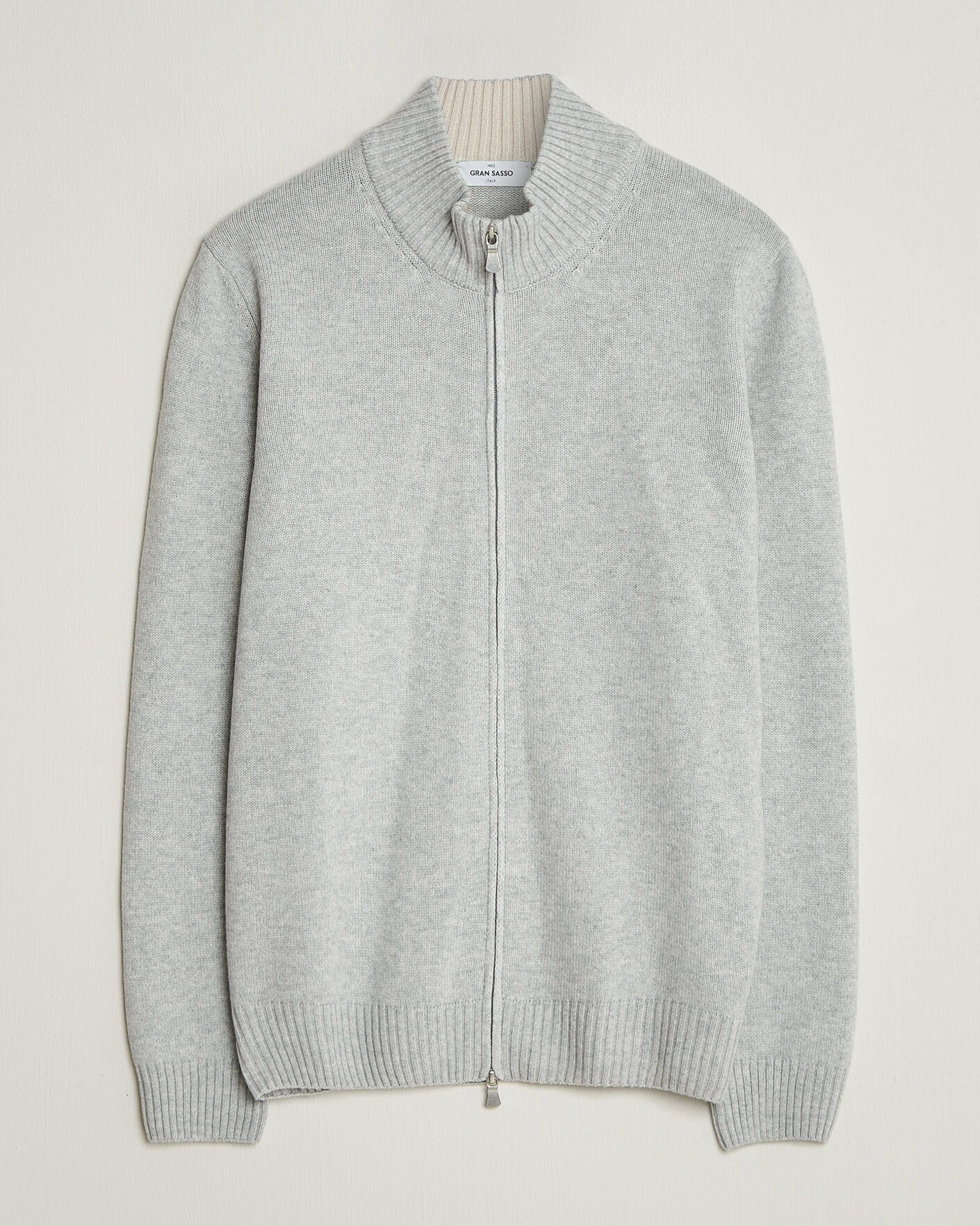Men | Sweaters & Knitwear | Gran Sasso | Wool/Cashmere Full Zip Light Grey Melange