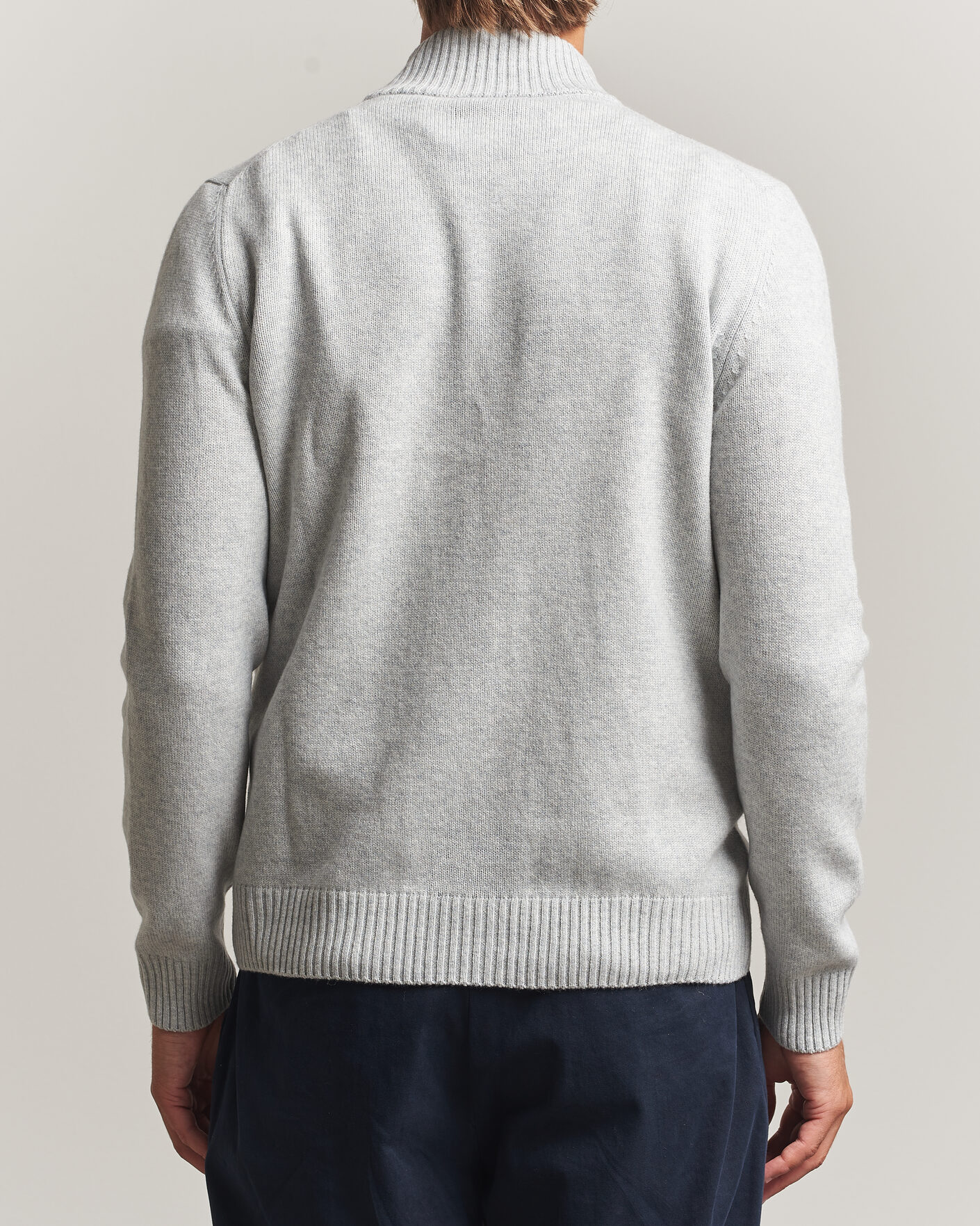 Men | Sweaters & Knitwear | Gran Sasso | Wool/Cashmere Full Zip Light Grey Melange