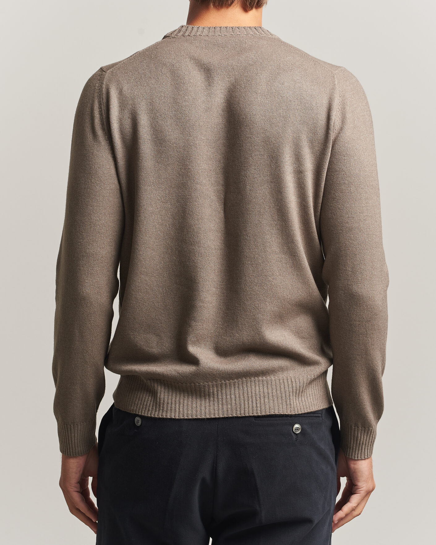 Men | Sweaters & Knitwear | Gran Sasso | Wool/Cashmere Washed Crew Neck Brown Melange