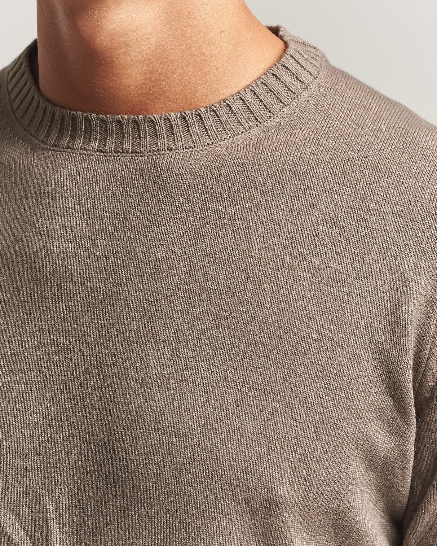 Men | Sweaters & Knitwear | Gran Sasso | Wool/Cashmere Washed Crew Neck Brown Melange