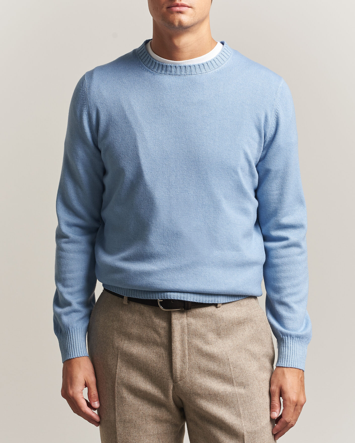 Men | Sweaters & Knitwear | Gran Sasso | Wool/Cashmere Washed Crew Neck Blue Melange