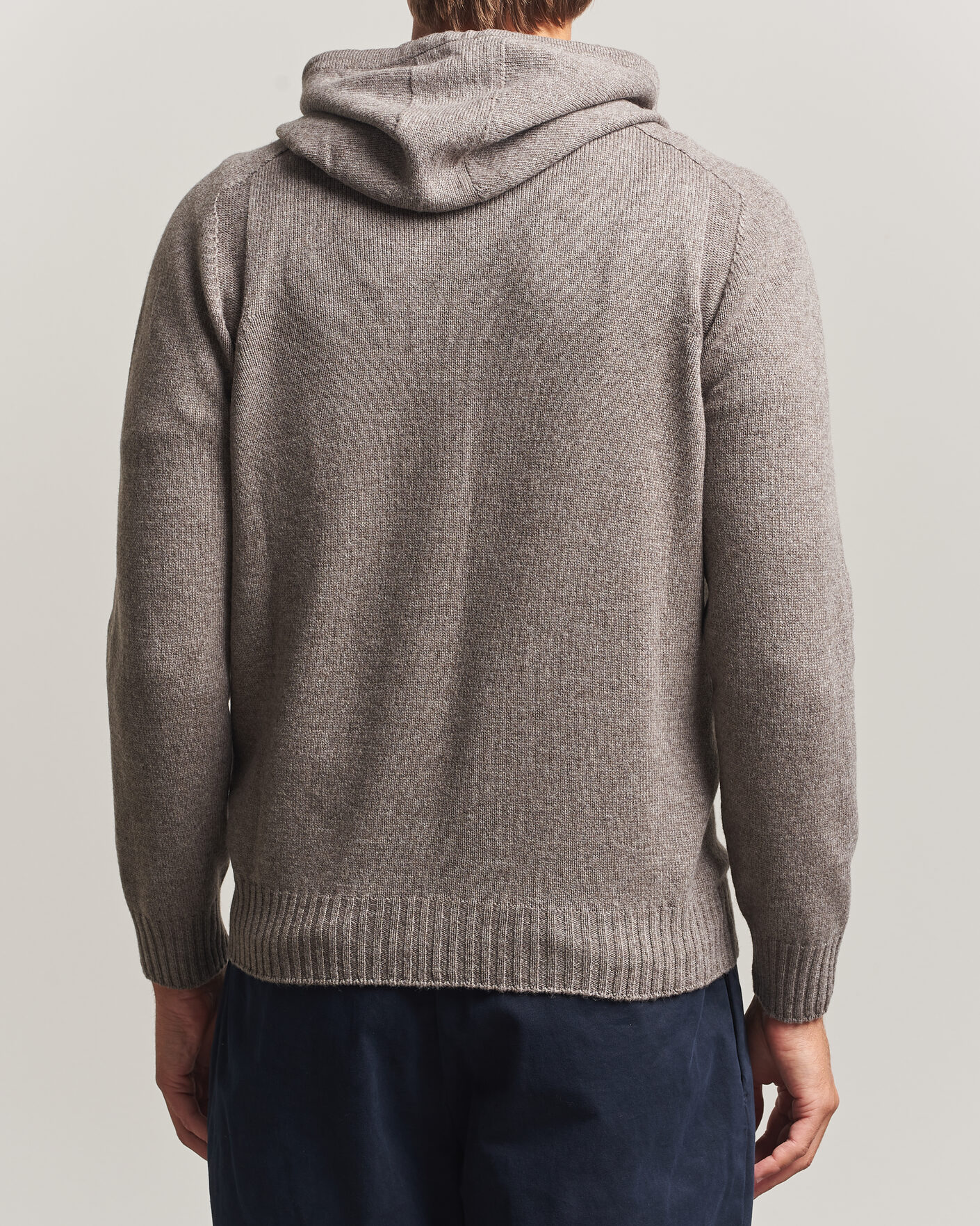 Men | Sweaters & Knitwear | Gran Sasso | Full Zip Wool Hoodie Taupe Melange