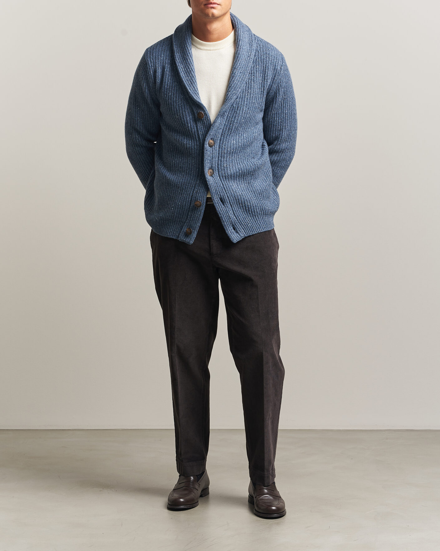 Men | Sweaters & Knitwear | Gran Sasso | Wool/Cashmere Donegal Cardigan Blue