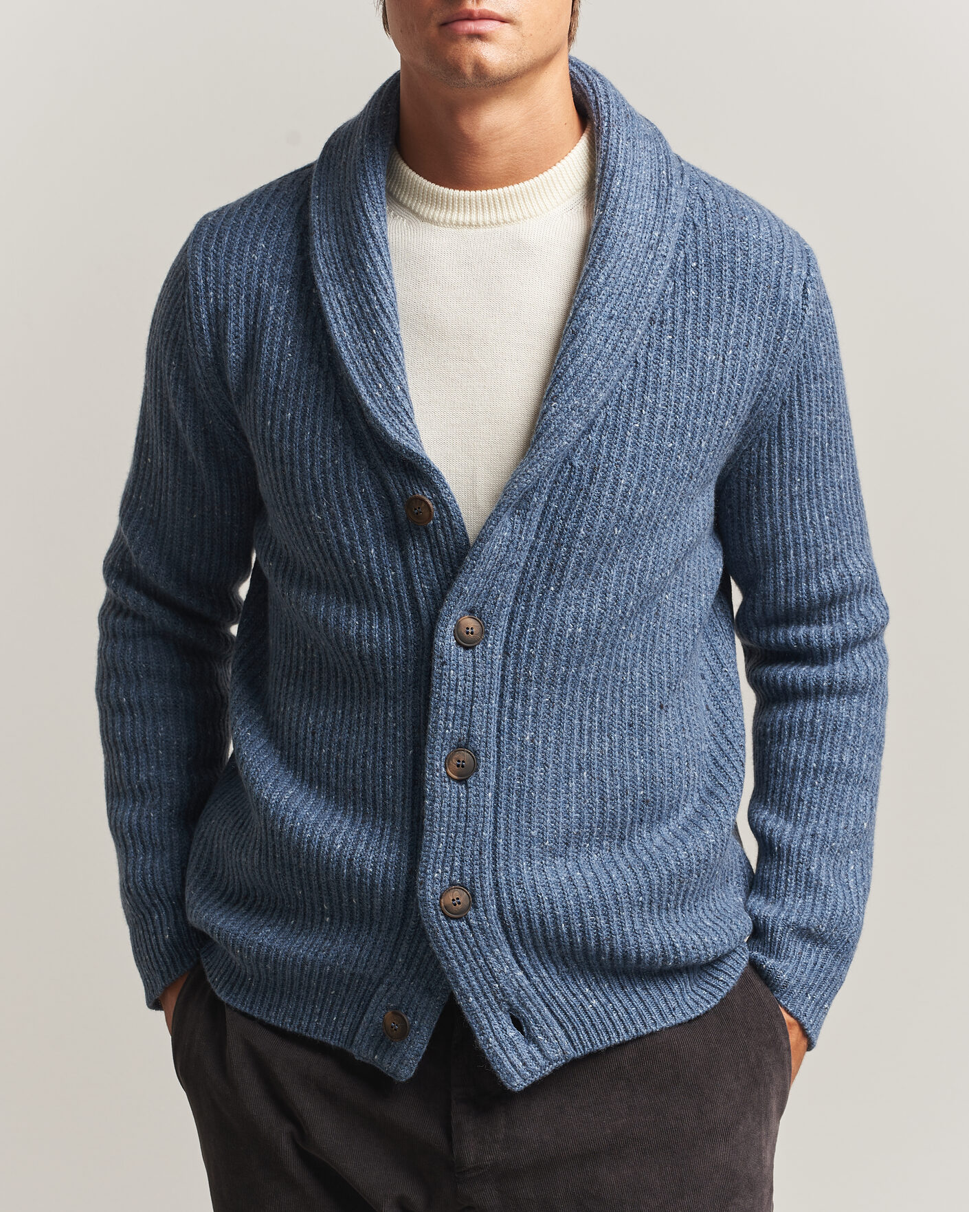 Men | Sweaters & Knitwear | Gran Sasso | Wool/Cashmere Donegal Cardigan Blue