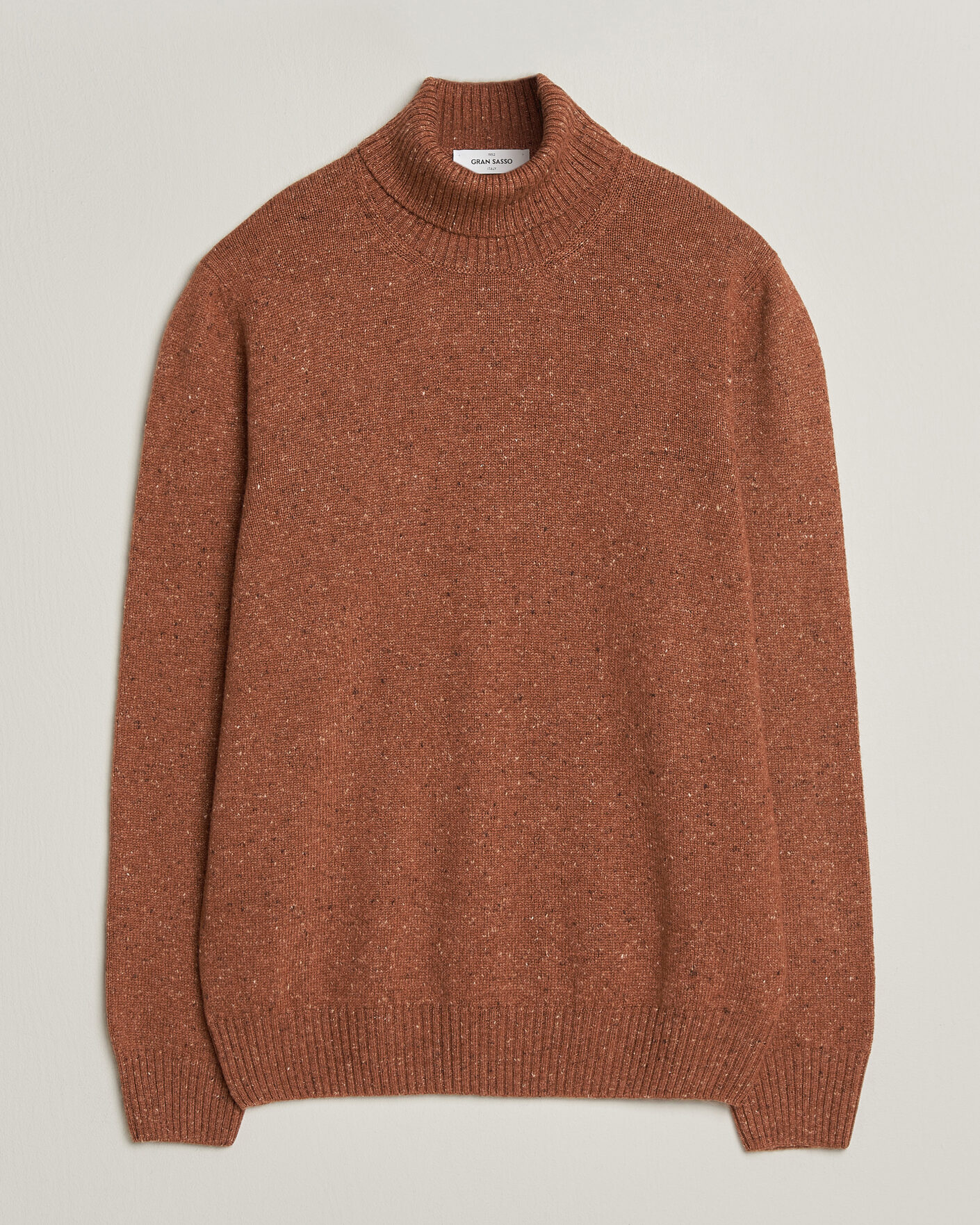 Gran Sasso Wool/Cashmere Donegal Rollneck Rust Orange at