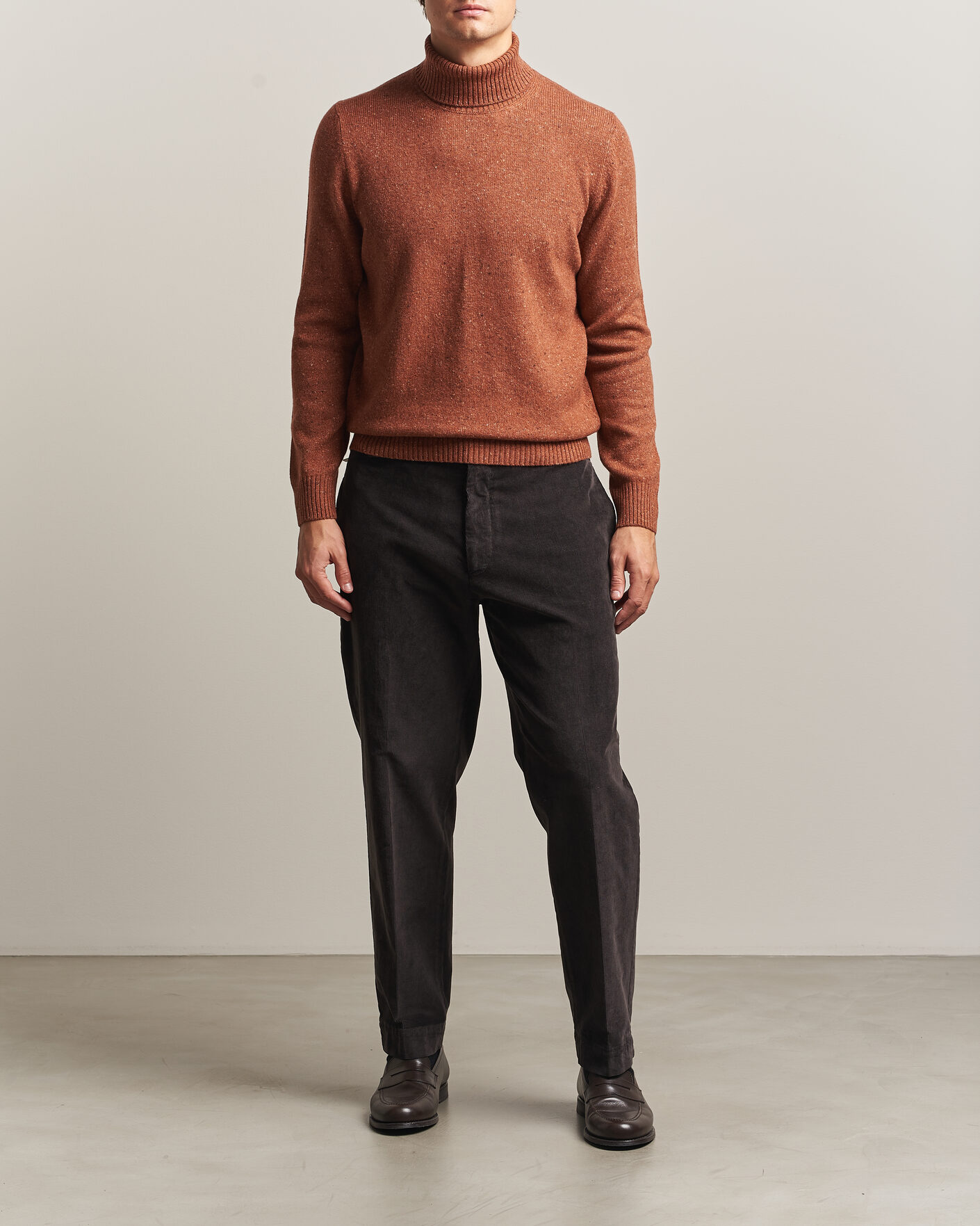 Men | Sweaters & Knitwear | Gran Sasso | Wool/Cashmere Donegal Rollneck Rust Orange