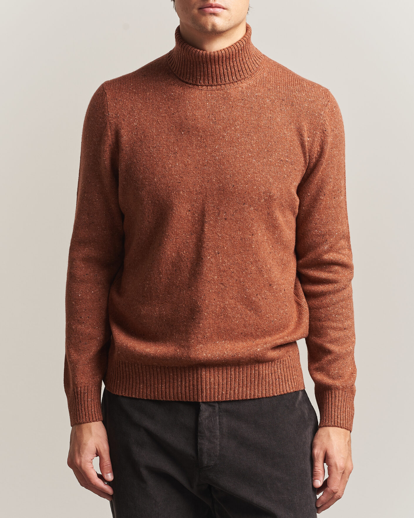 Men | Sweaters & Knitwear | Gran Sasso | Wool/Cashmere Donegal Rollneck Rust Orange
