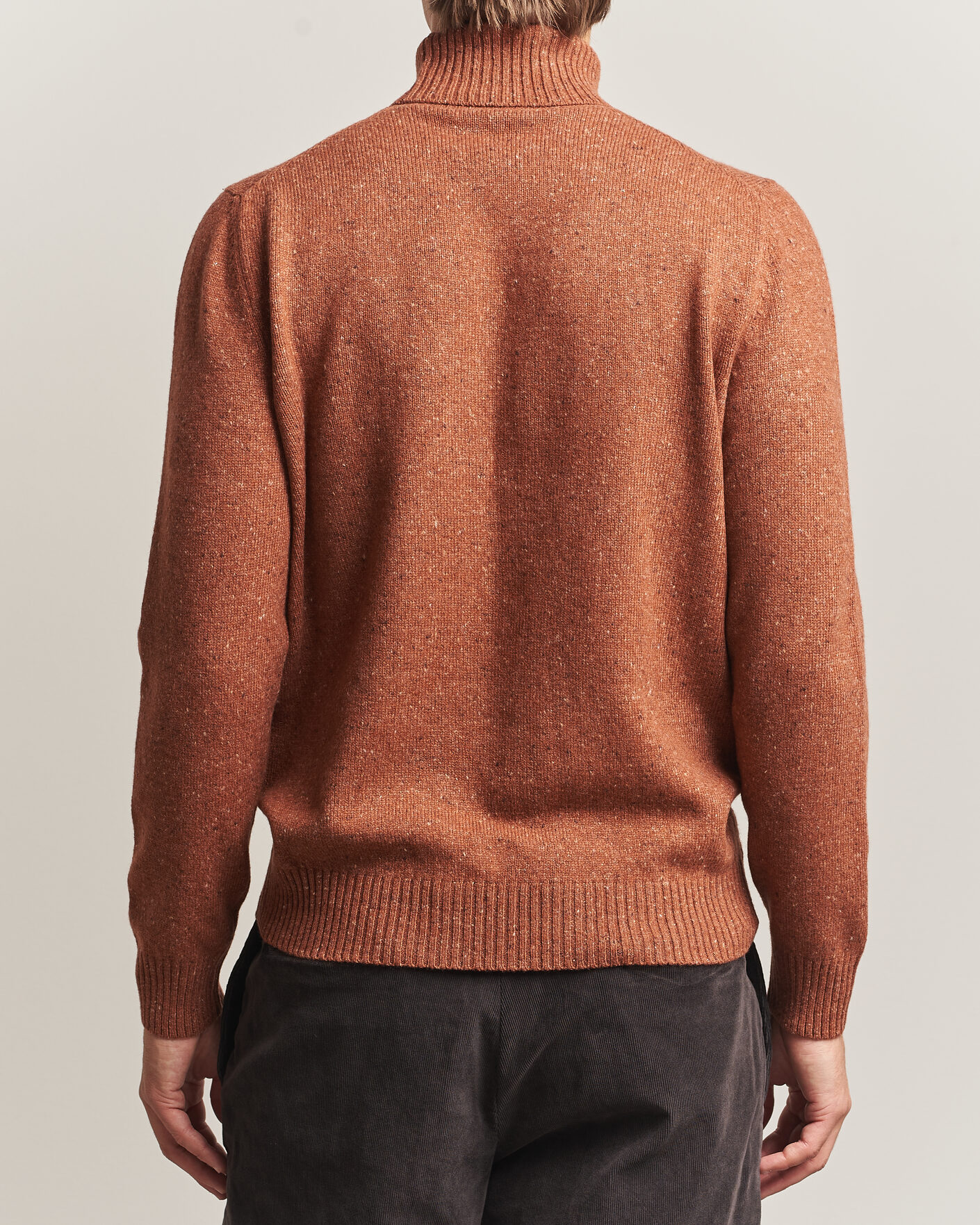 Gran Sasso Wool/Cashmere Donegal Rollneck Rust Orange at