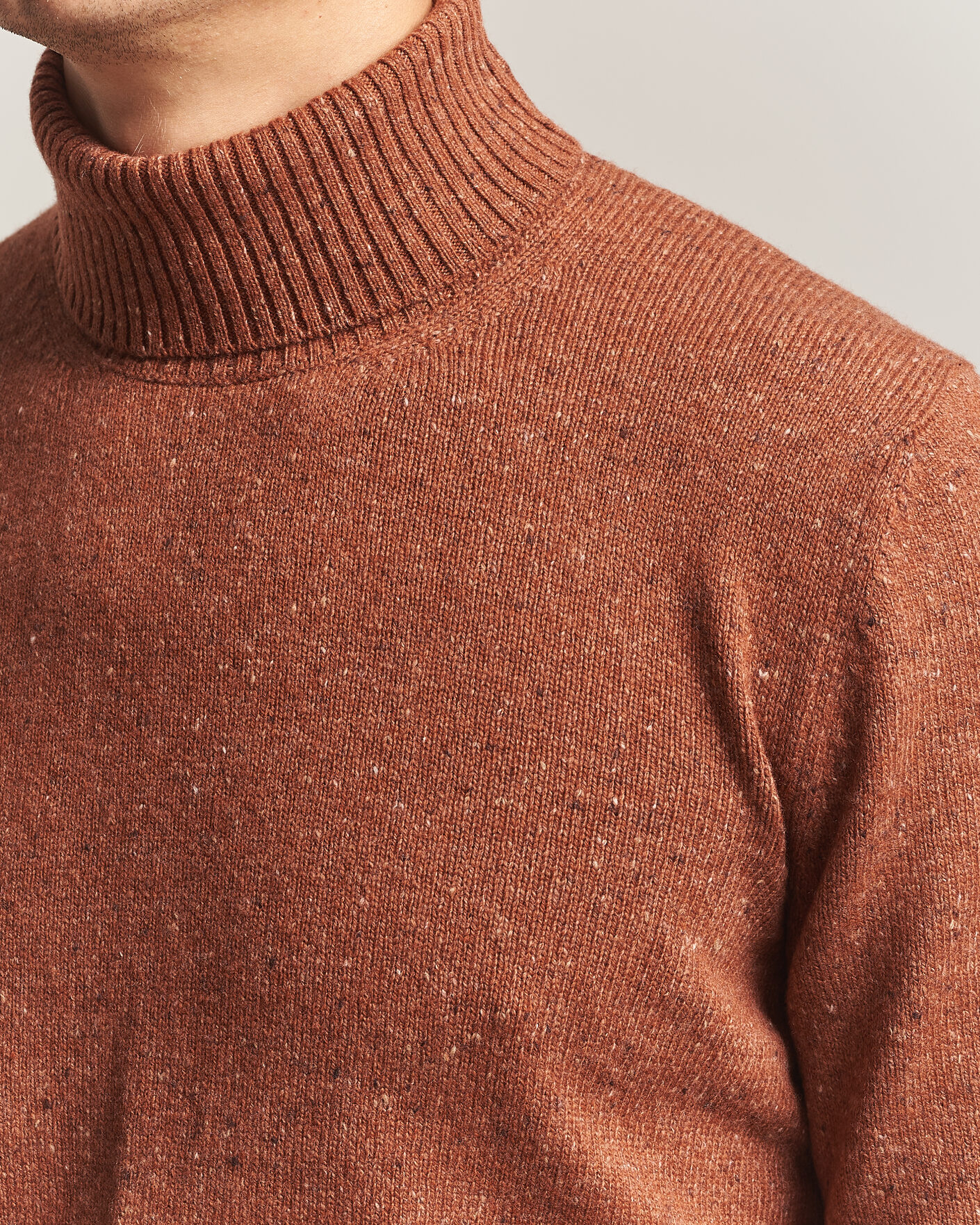 Gran Sasso Wool/Cashmere Donegal Rollneck Rust Orange at