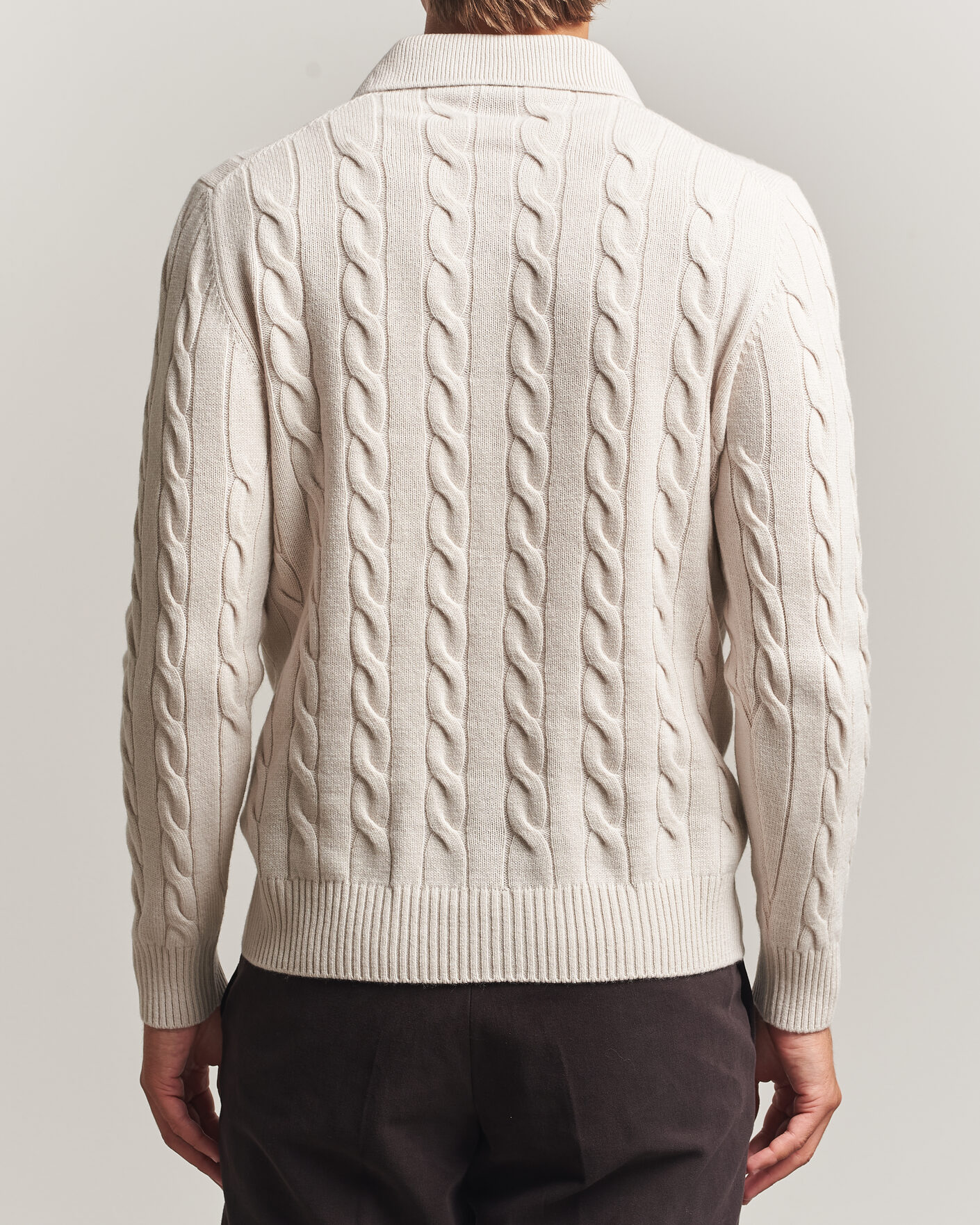 Men | Sweaters & Knitwear | Gran Sasso | Wool/Cashmere Cable Polo Beige Melange