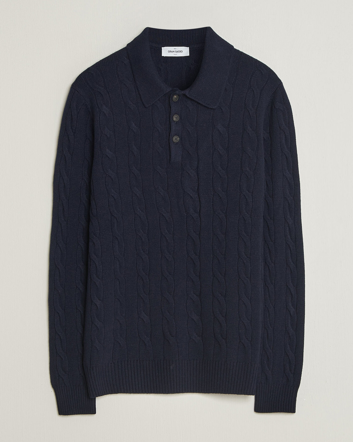 Men | Sweaters & Knitwear | Gran Sasso | Wool/Cashmere Cable Polo Navy