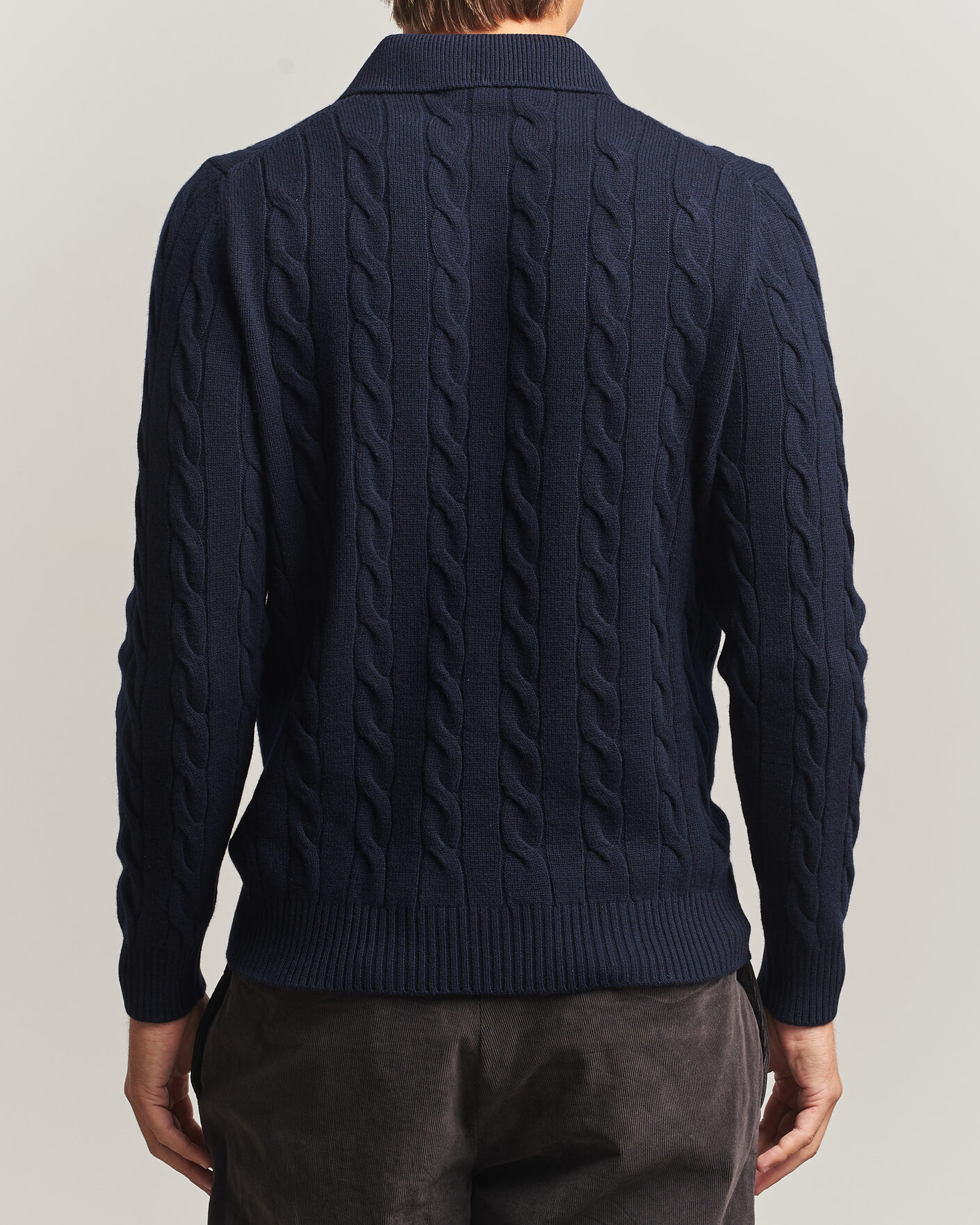 Men | Sweaters & Knitwear | Gran Sasso | Wool/Cashmere Cable Polo Navy
