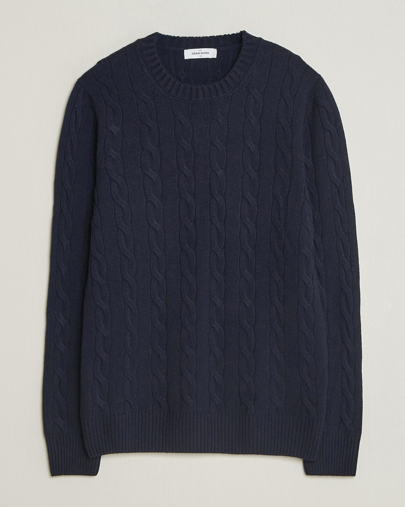 Men | Sweaters & Knitwear | Gran Sasso | Wool/Cashmere Cable Crew Neck Navy
