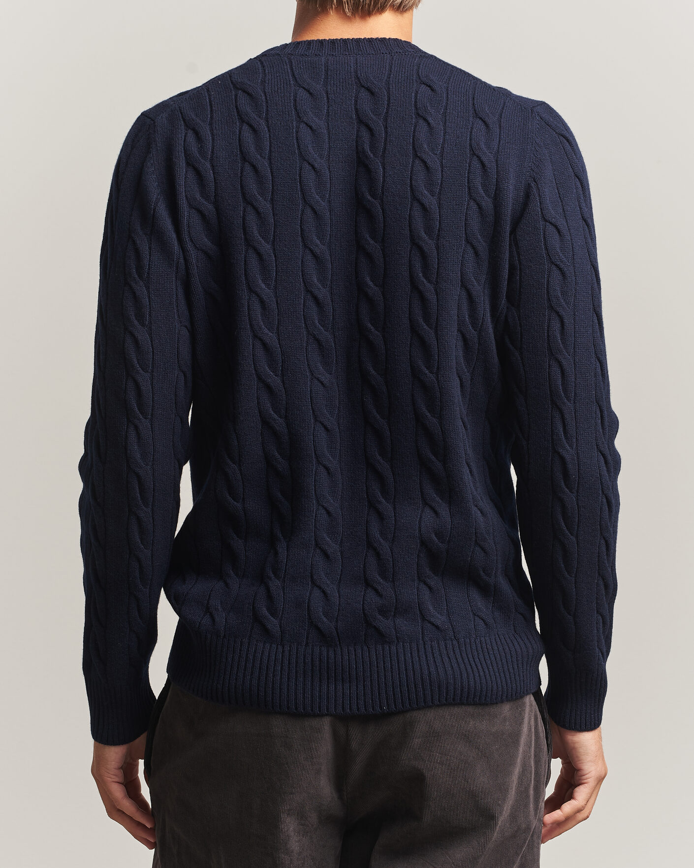 Men | Sweaters & Knitwear | Gran Sasso | Wool/Cashmere Cable Crew Neck Navy