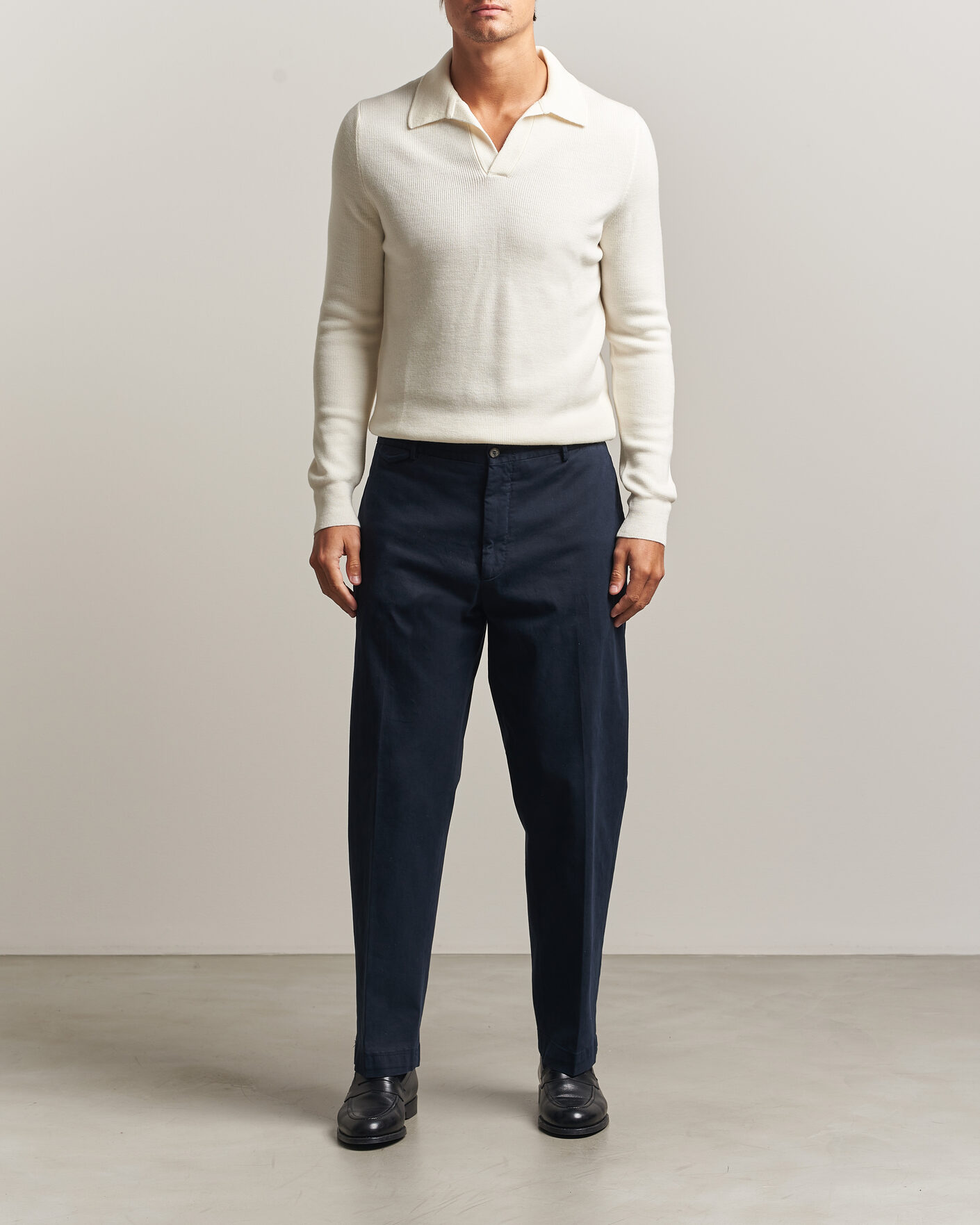 Men | Sweaters & Knitwear | Gran Sasso | Merino Knitted Polo Cream