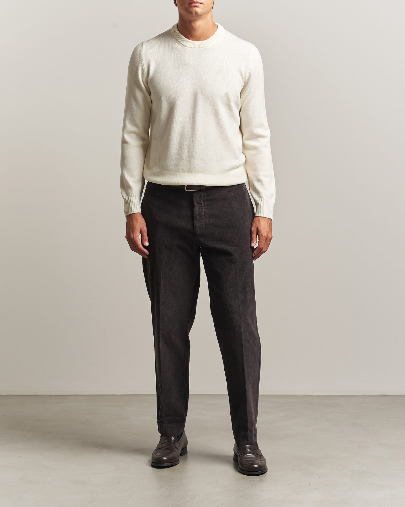 Men | Sweaters & Knitwear | Gran Sasso | Merino Knitted Crew Neck Cream