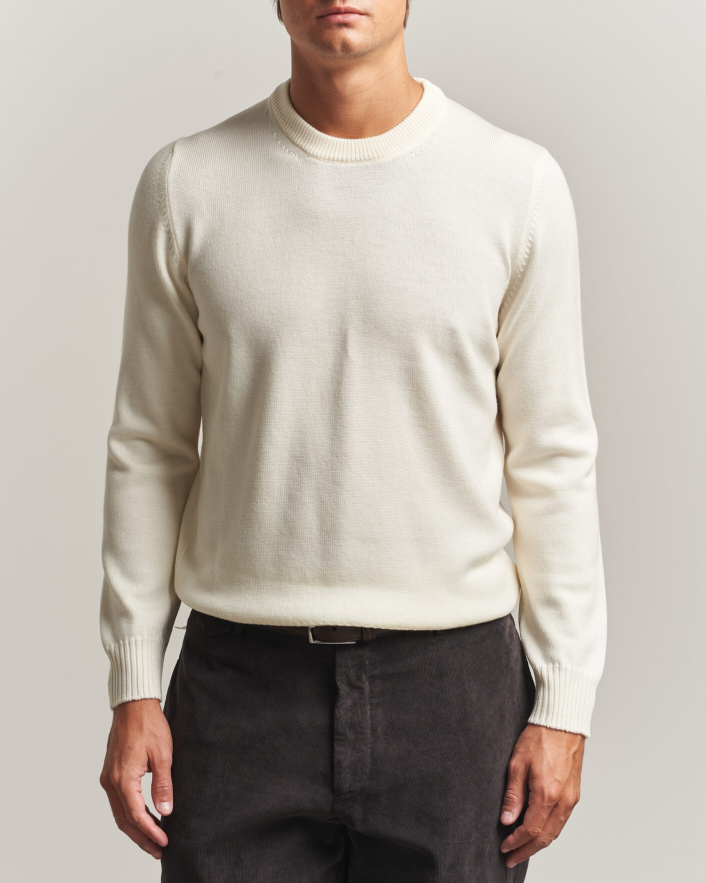 Men | Sweaters & Knitwear | Gran Sasso | Merino Knitted Crew Neck Cream