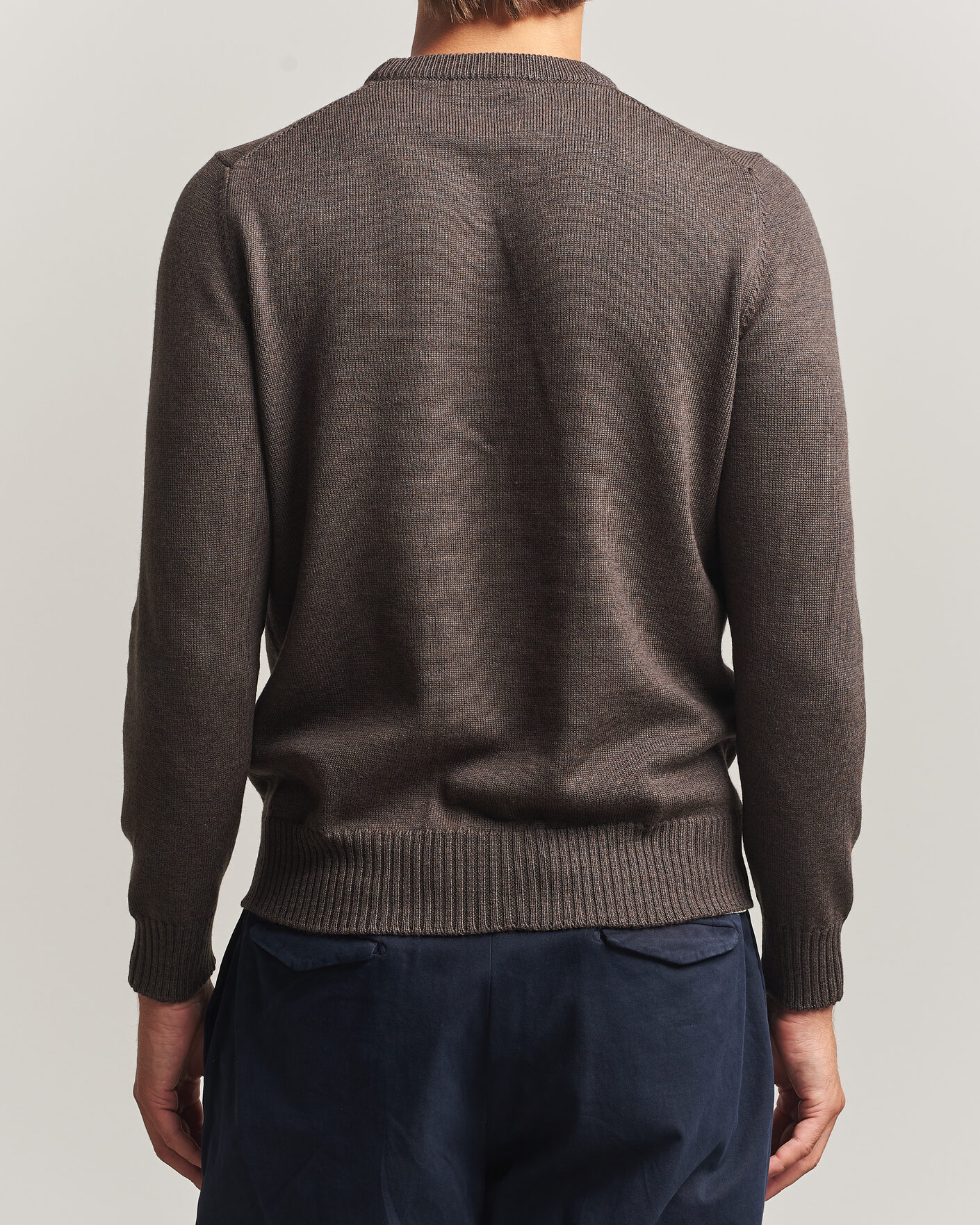 Men | Sweaters & Knitwear | Gran Sasso | Merino Knitted Crew Neck Brown Melange