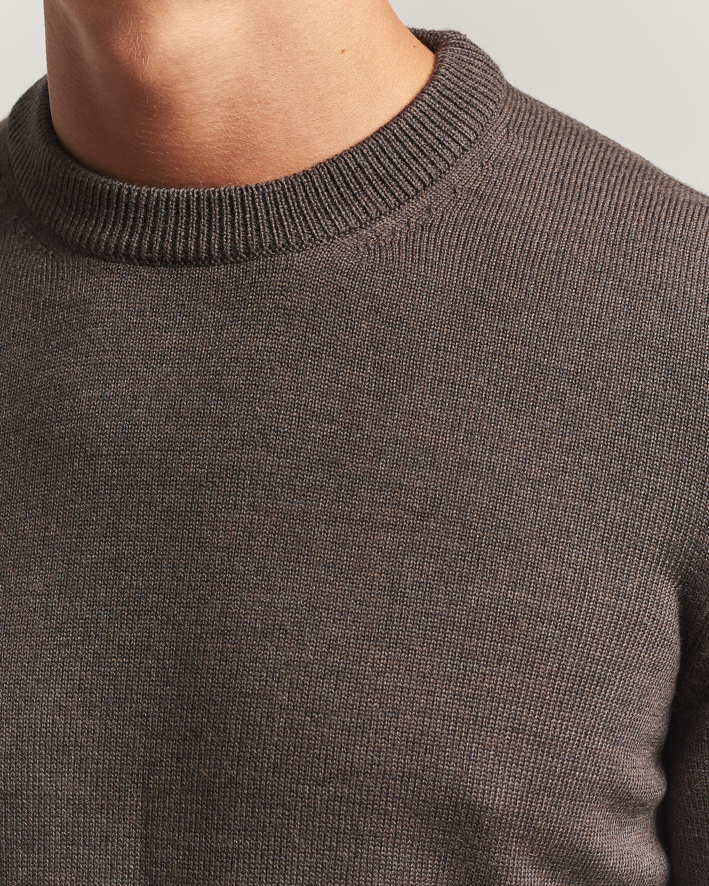 Men | Sweaters & Knitwear | Gran Sasso | Merino Knitted Crew Neck Brown Melange