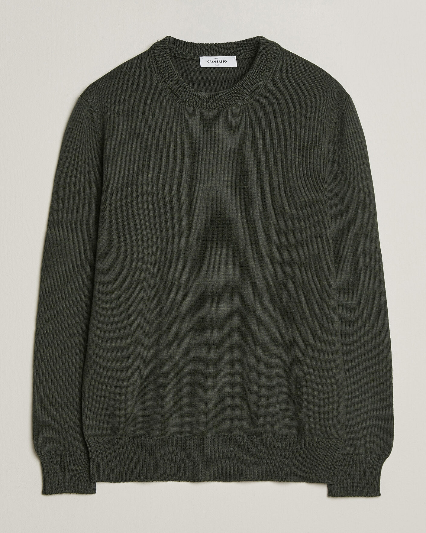 Men | Sweaters & Knitwear | Gran Sasso | Merino Knitted Crew Neck Olive Melange